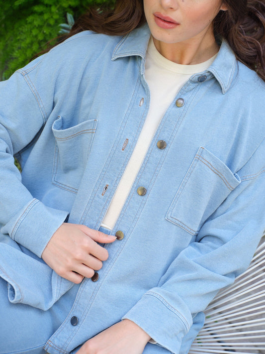 Blaire Denim Terry Button-Down