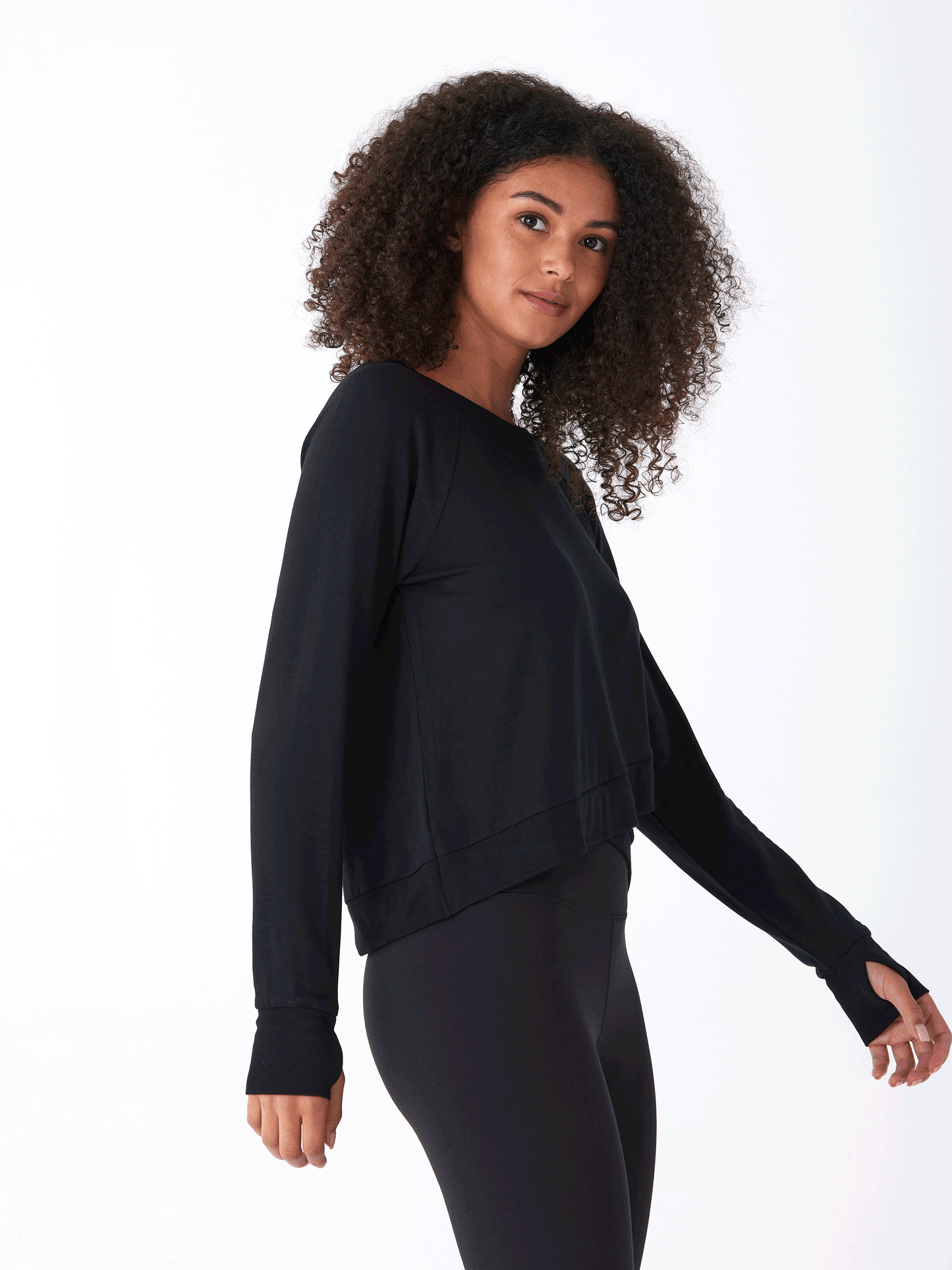 Halle Feather Fleece Crossover Hem Top