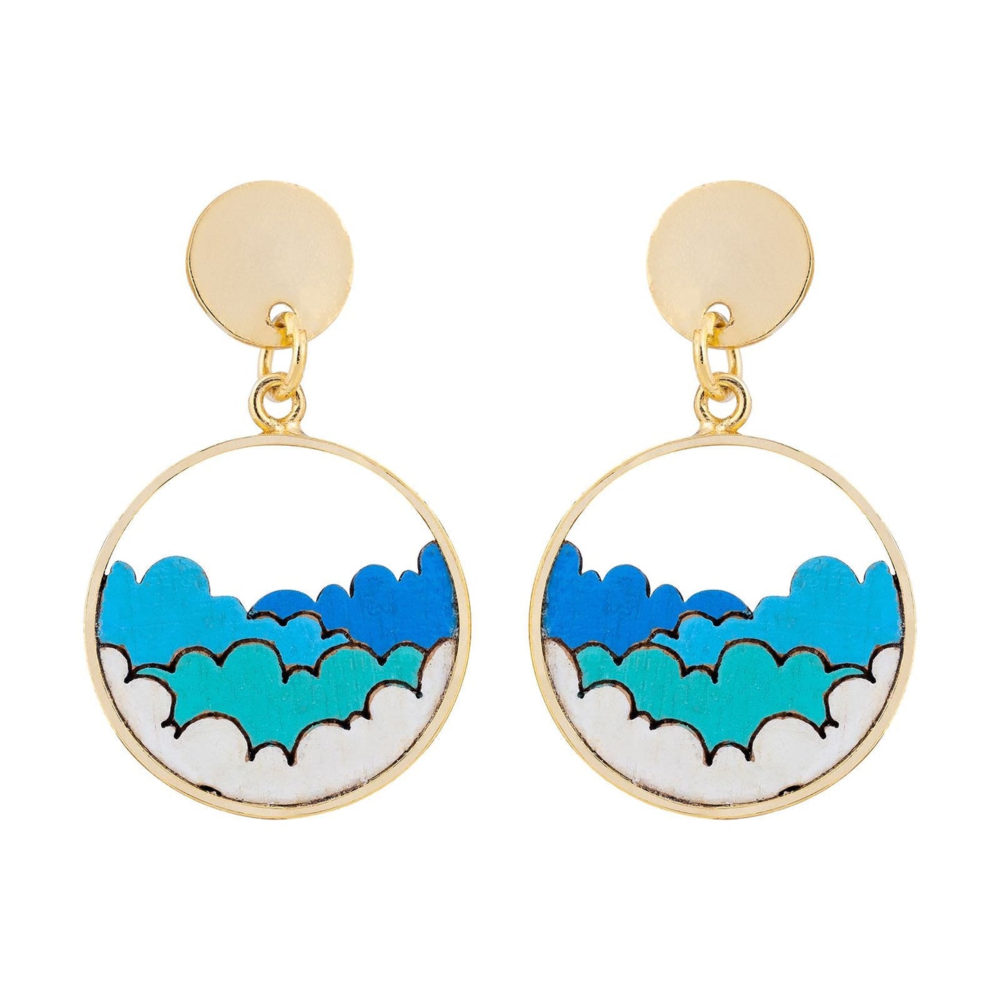 Cloud Eco-friendly Recycled Wood Gold Earrings