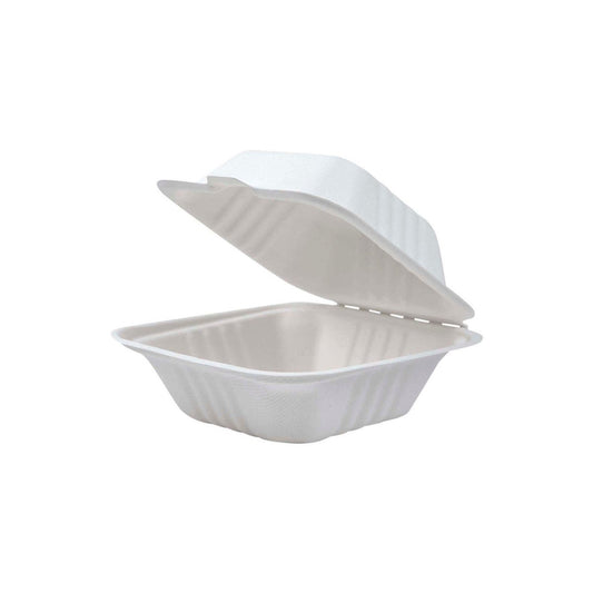 Vanguard Renewable & Compostable Mediumweight Molded Fiber Clamshells - 6in x 6in x 3in (QTY:500)