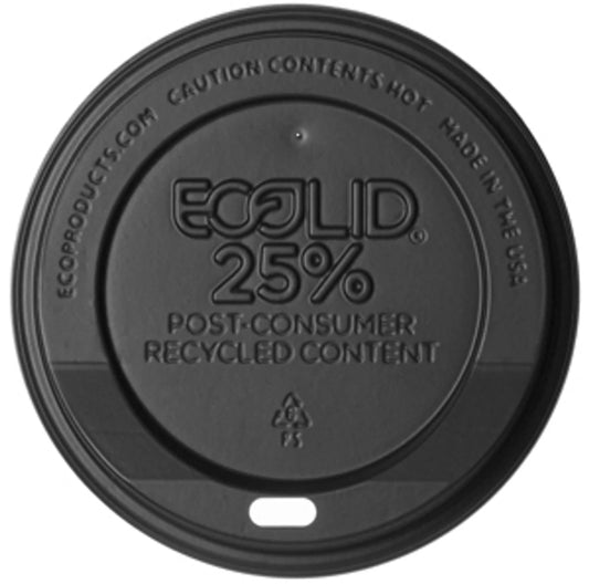 BlueStripe EcoLid 25% Recycled Content Hot Cup Lid, Black, Fits 10-20oz Hot Cups (QTY:1000)