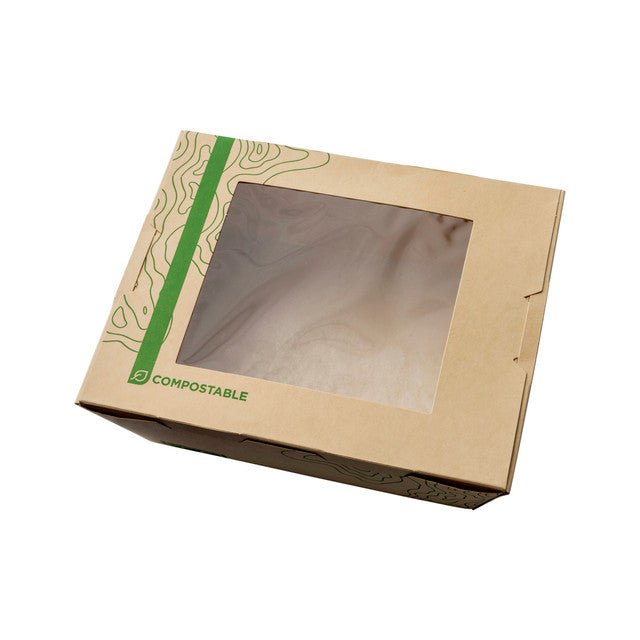 GreenStripe Renewable & Compostable 45oz Windowed Food Box #8, FSC Mix Credit SA-COC-013255 (QTY:200)