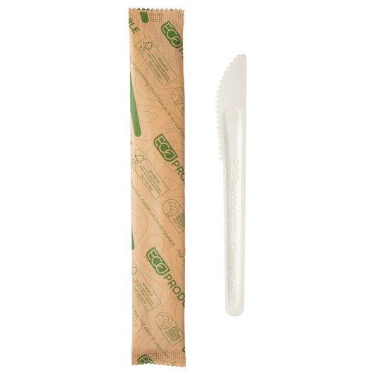 GreenStripe Renewable & Compostable Paper Cutlery Wrapped 6" Knife FSC MIX CREDIT (QTY:500)