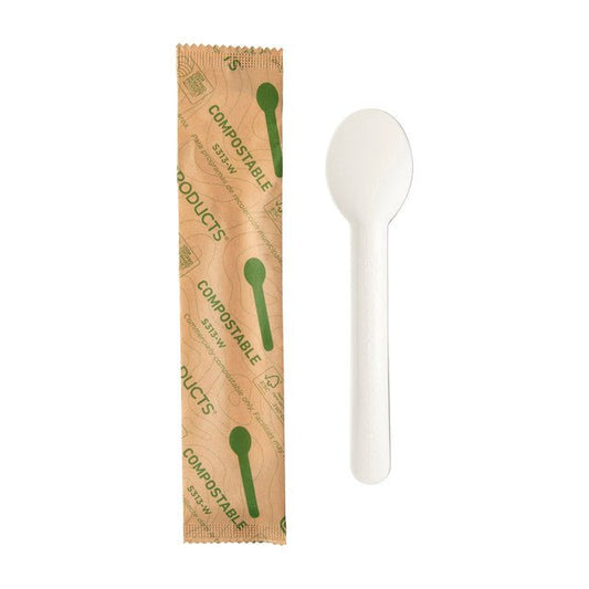 GreenStripe Renewable & Compostable Paper Cutlery Wrapped 6" Spoon FSC MIX CREDIT (QTY:500)