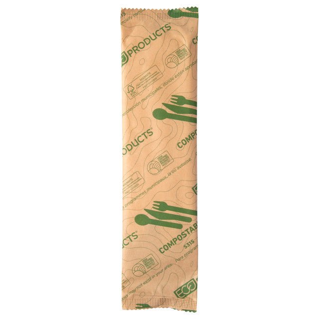 GreenStripe Renewable & Compostable Paper Cutlery Fork/Knife/Spoon/Napkin Kit FSC MIX CREDIT (QTY:250)