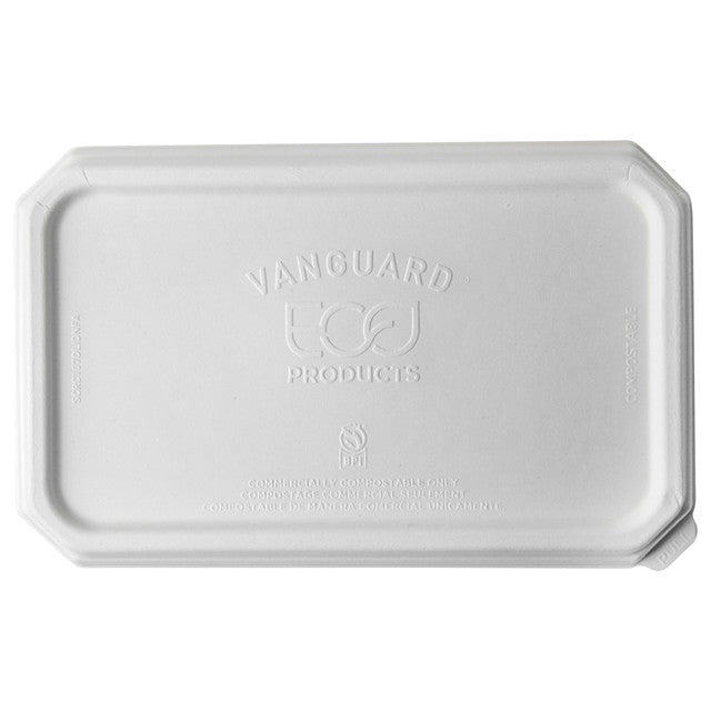 GreenStripe Vanguard WorldView Renewable & Compostable Domed Rectangle Molded Fiber Lid, Fits SCRC107 Molded Fiber Container (QTY:200)