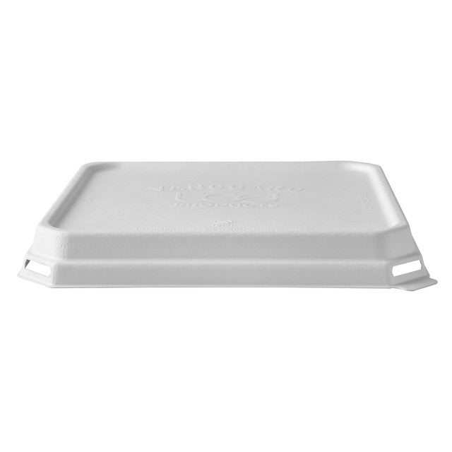 GreenStripe Vanguard WorldView Renewable & Compostable Domed Square Molded Fiber Lid, Fits SCS9 Molded Fiber Container (QTY:200)
