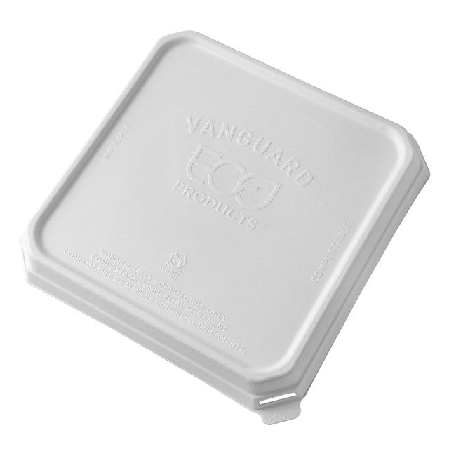 GreenStripe Vanguard WorldView Renewable & Compostable Domed Square Molded Fiber Lid, Fits SCS9 Molded Fiber Container (QTY:200)