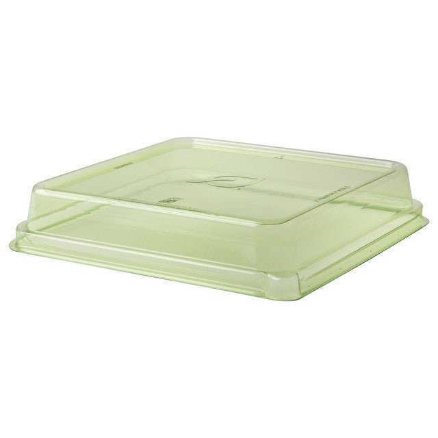 GreenStripe Veridian WorldView Renewable & Compostable Lids, 9in Shallow, Fits 9in Square Molded Fiber Containers Green (QTY:200)