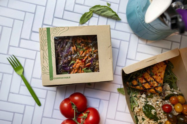 GreenStripe Renewable & Compostable 45oz Windowed Food Box #8, FSC Mix Credit SA-COC-013255 (QTY:200)