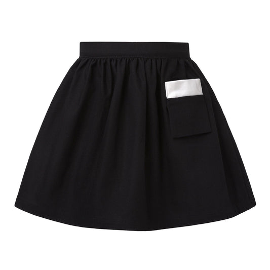 Black Cotton Canvas Skirt-0