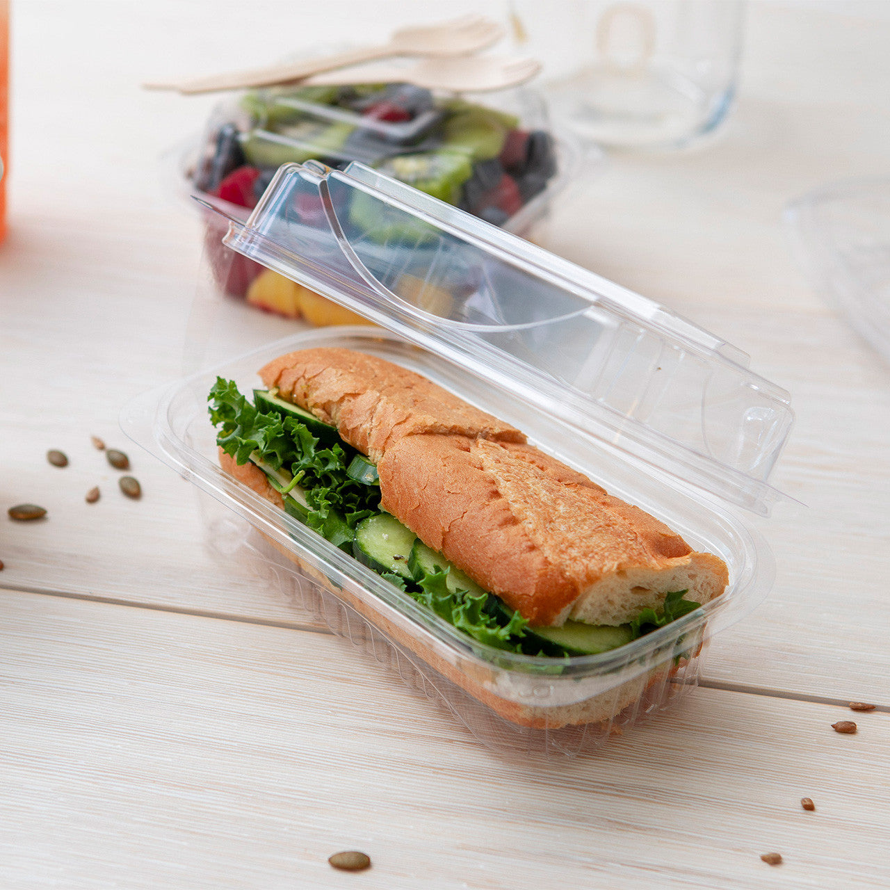GreenStripe Renewable & Compostable Clear Clamshells - 9in x 6in x 3in (QTY:240)