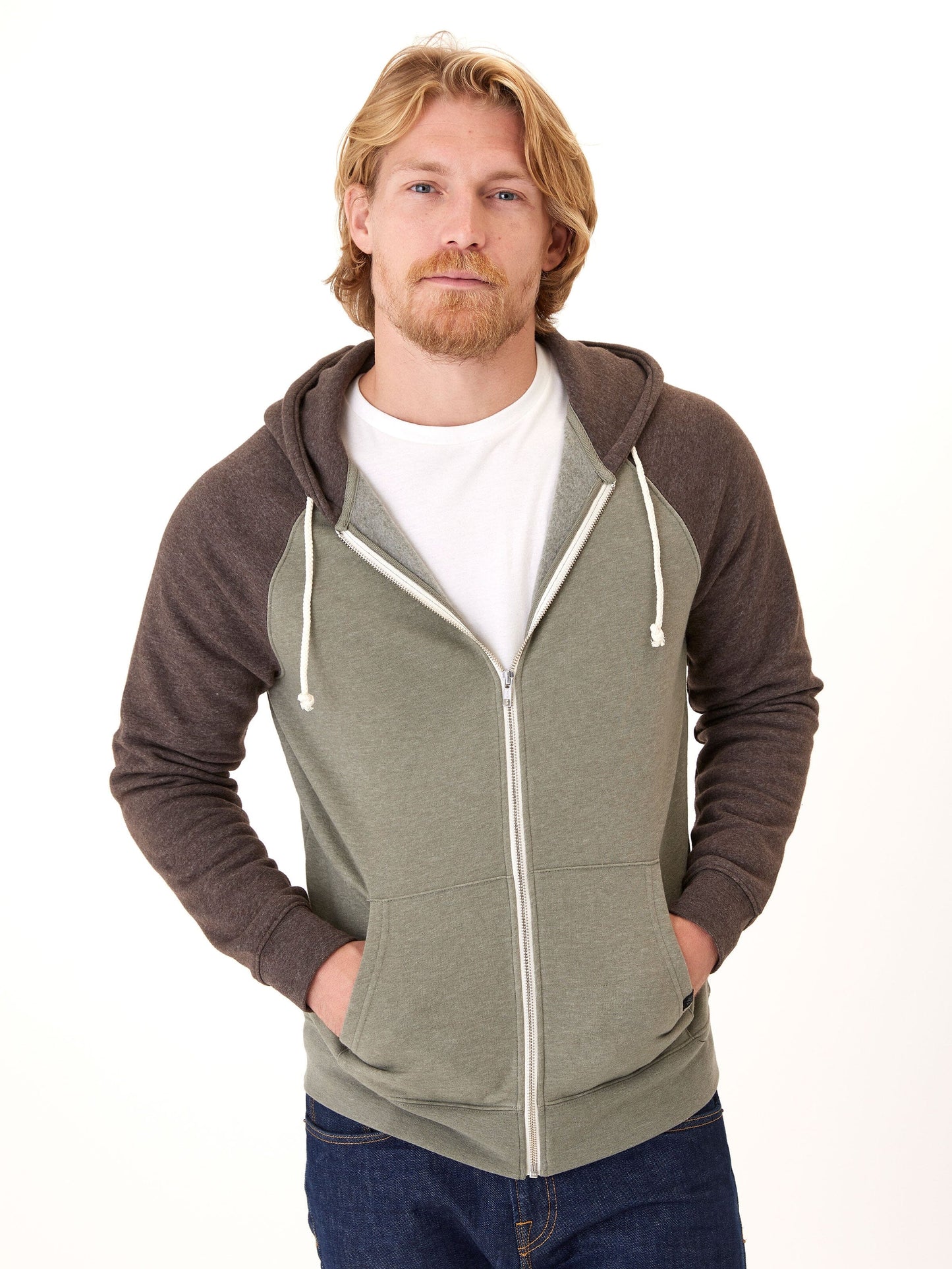 Triblend Raglan Colorblock Zip Fleece Hoodie