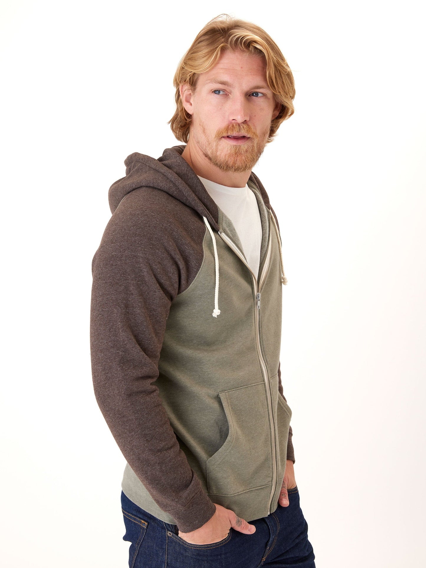 Triblend Raglan Colorblock Zip Fleece Hoodie
