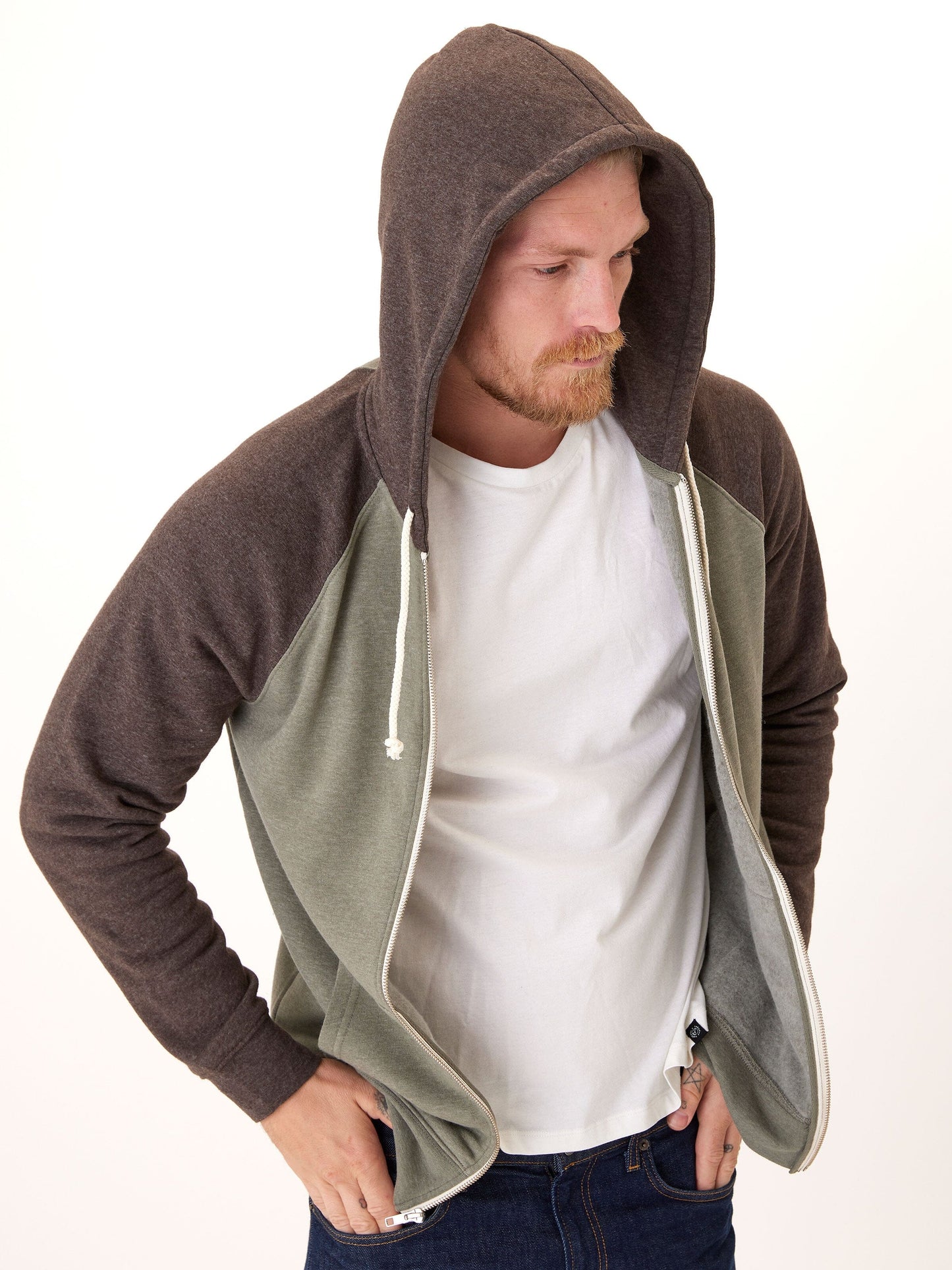 Triblend Raglan Colorblock Zip Fleece Hoodie