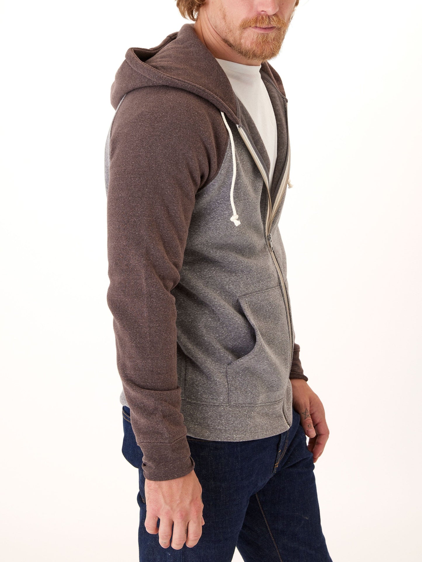 Triblend Raglan Colorblock Zip Fleece Hoodie