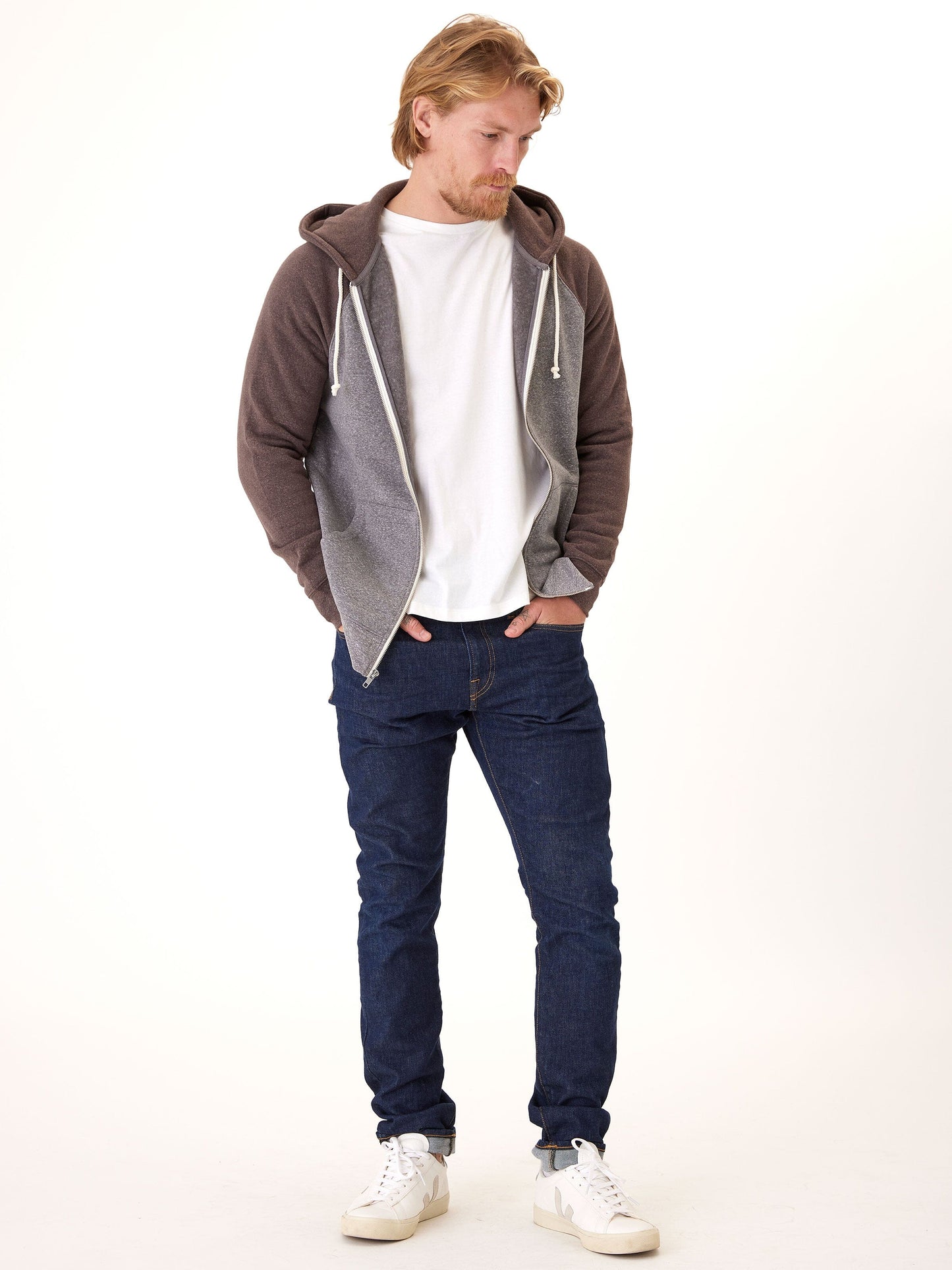 Triblend Raglan Colorblock Zip Fleece Hoodie