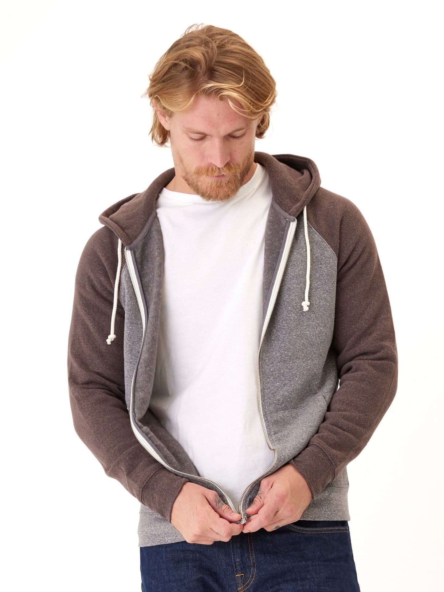 Triblend Raglan Colorblock Zip Fleece Hoodie