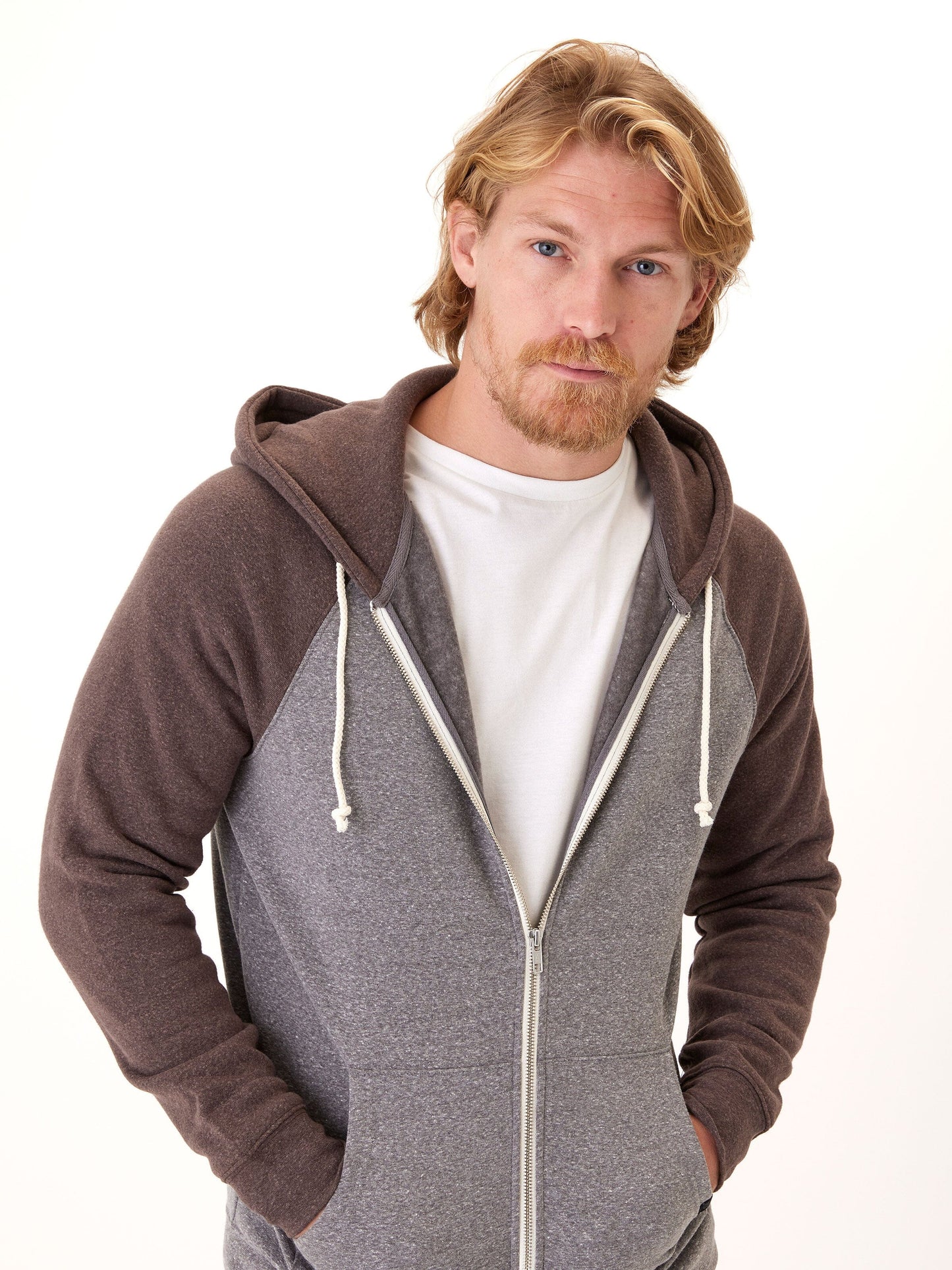 Triblend Raglan Colorblock Zip Fleece Hoodie