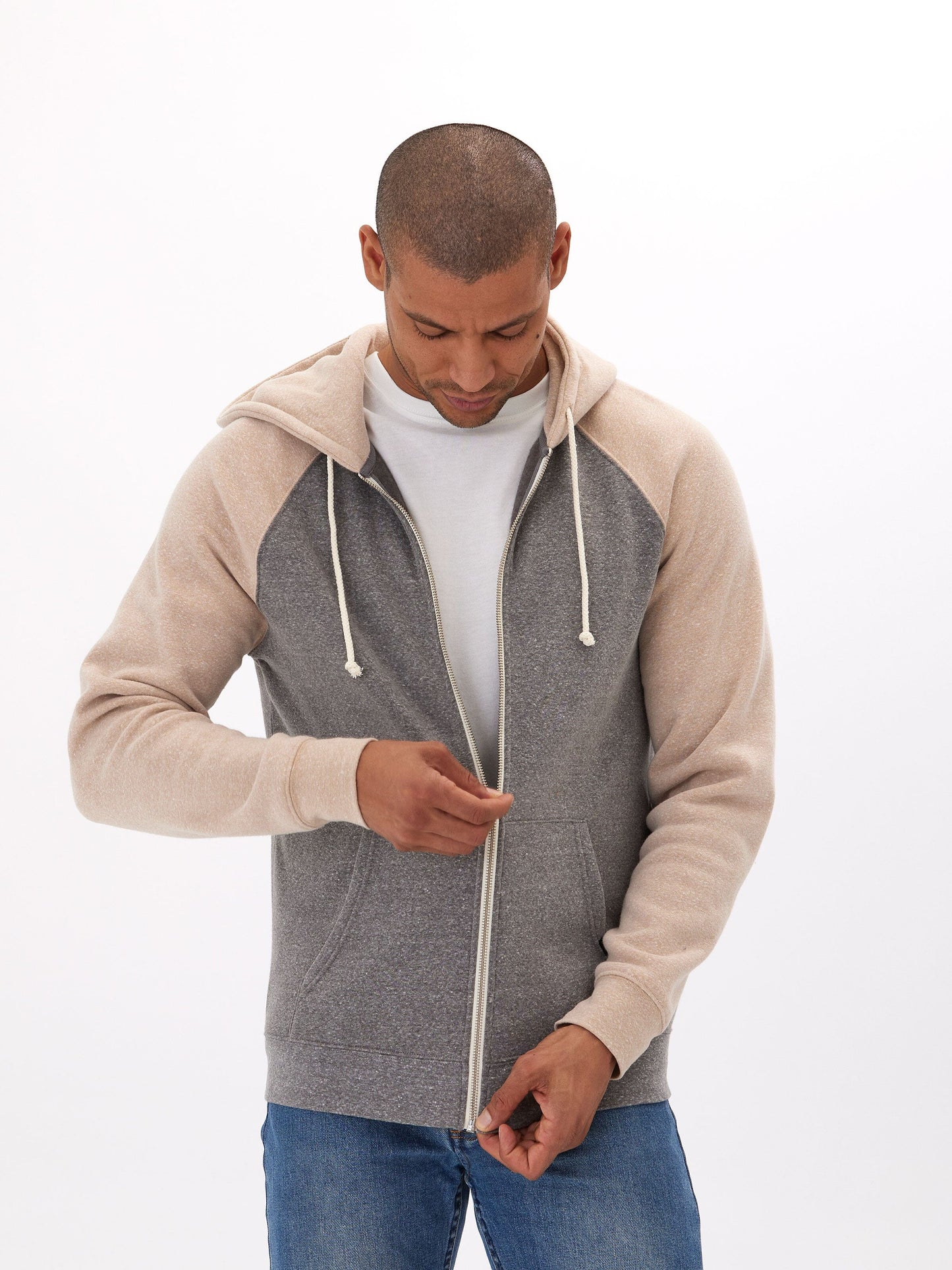 Triblend Raglan Colorblock Zip Fleece Hoodie