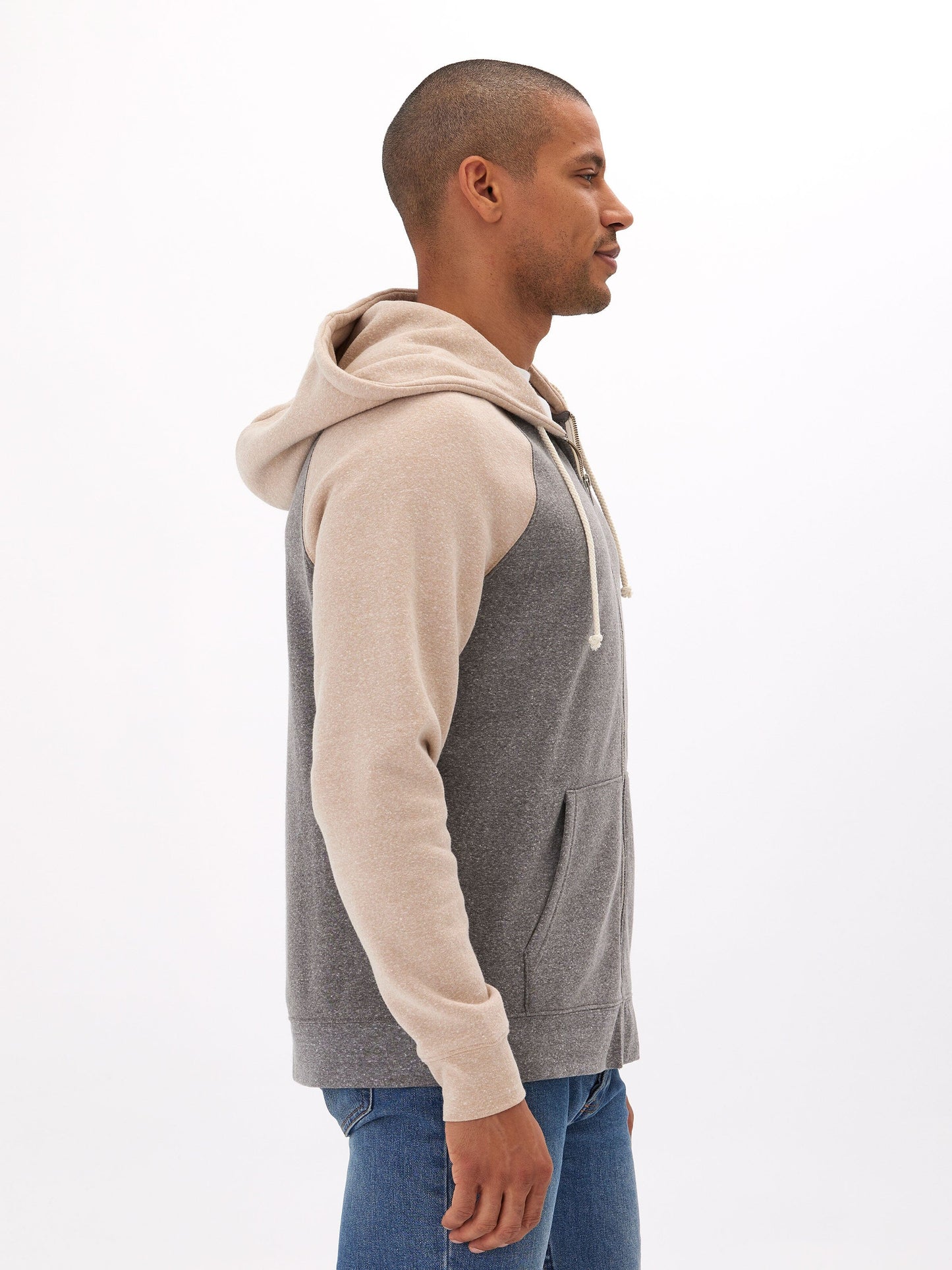 Triblend Raglan Colorblock Zip Fleece Hoodie