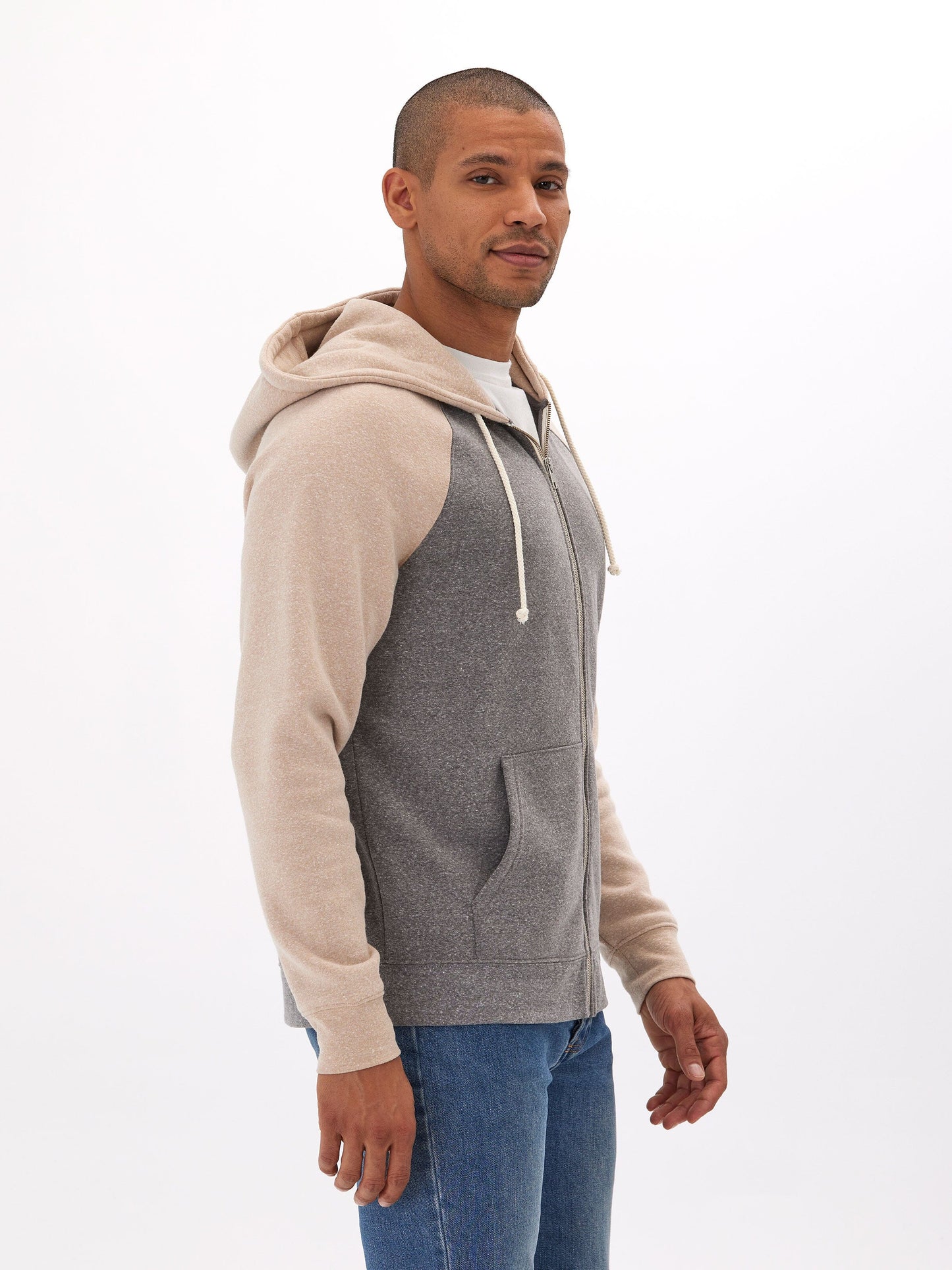 Triblend Raglan Colorblock Zip Fleece Hoodie