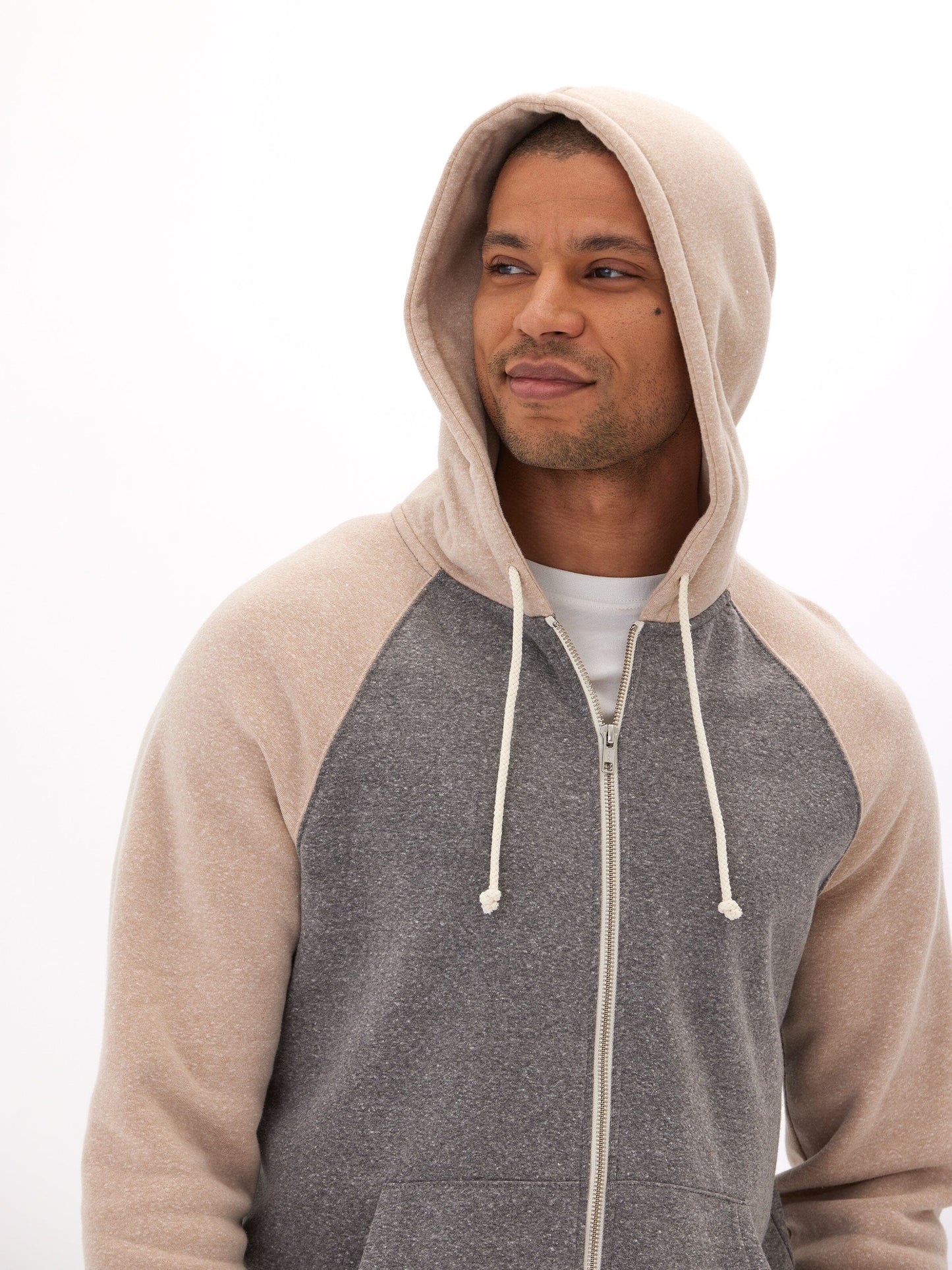 Triblend Raglan Colorblock Zip Fleece Hoodie
