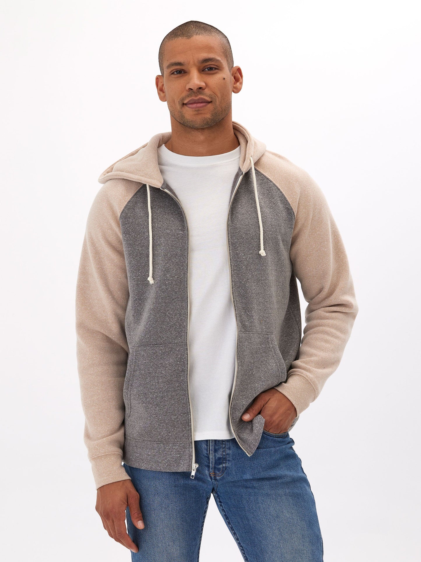 Triblend Raglan Colorblock Zip Fleece Hoodie
