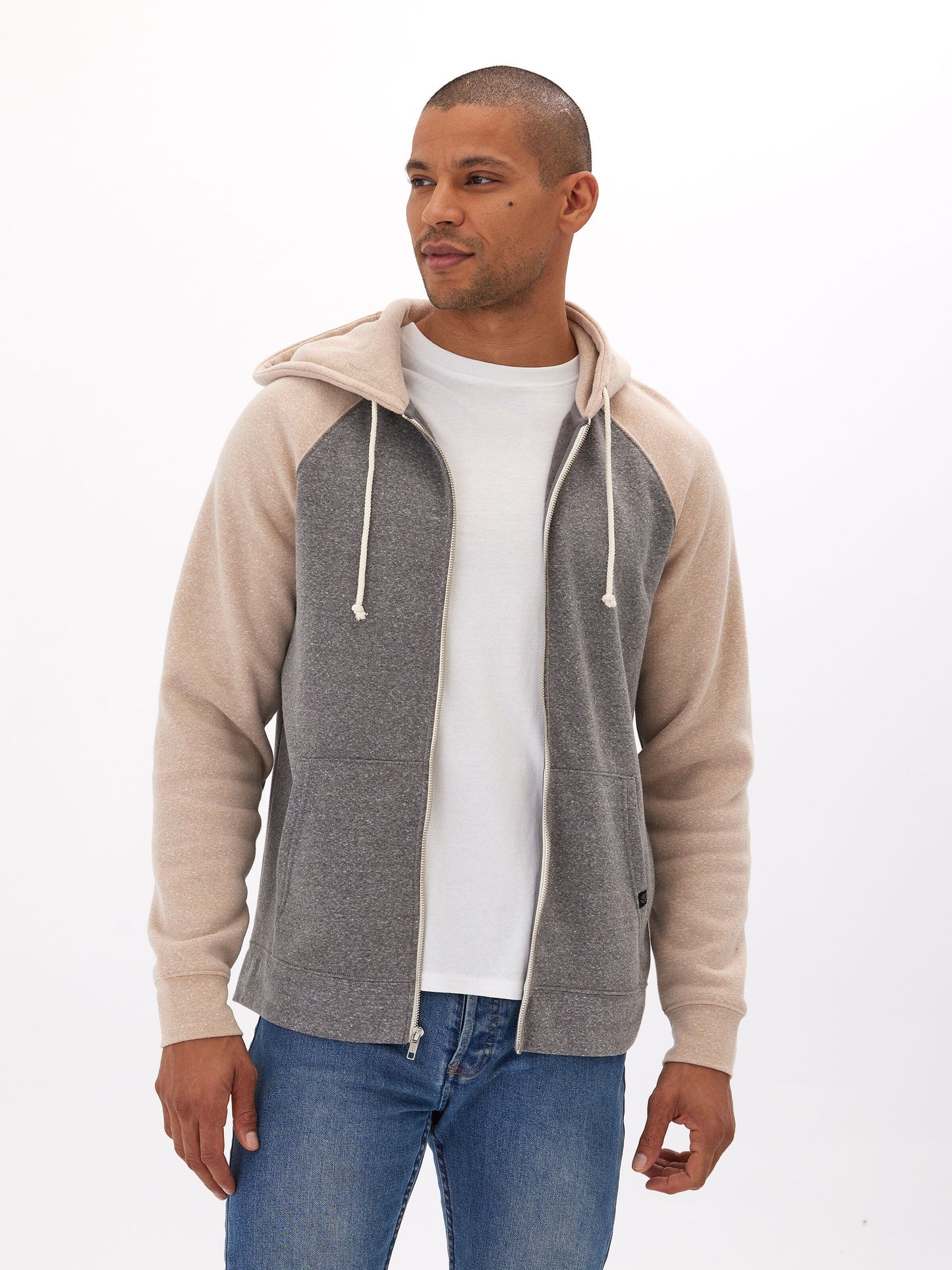 Triblend Raglan Colorblock Zip Fleece Hoodie