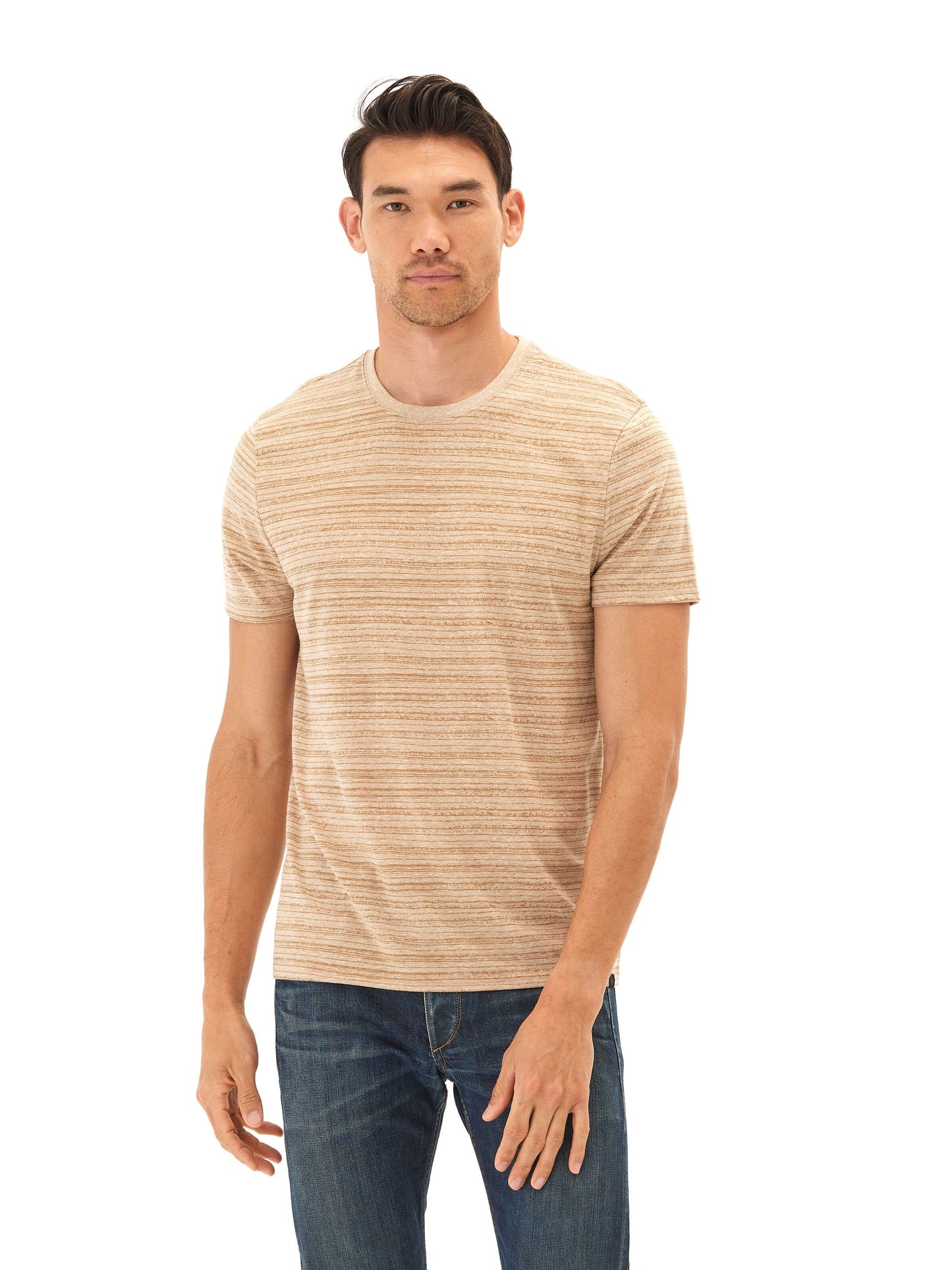 Stripe Triblend Jersey Crew Tee