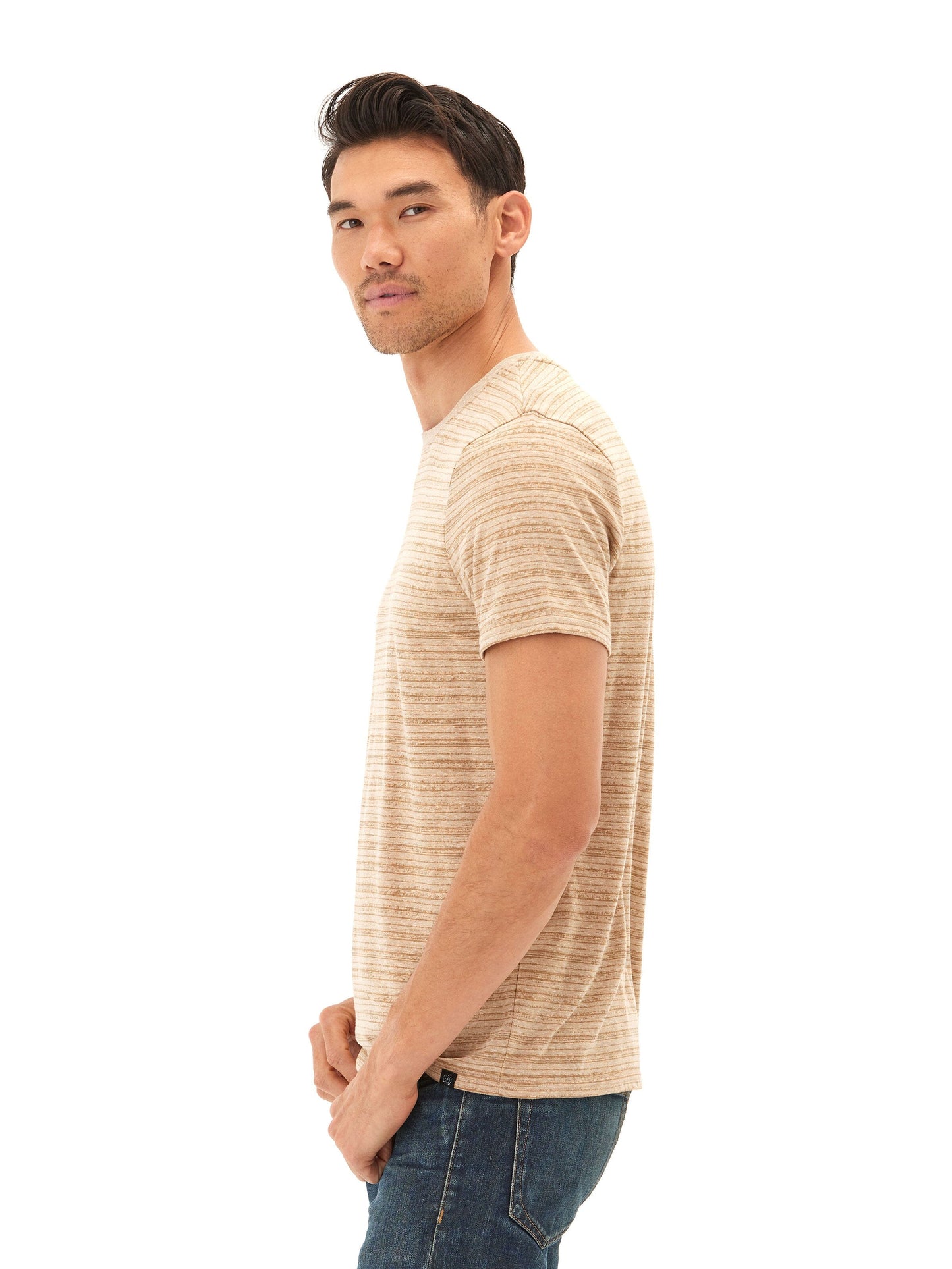 Stripe Triblend Jersey Crew Tee