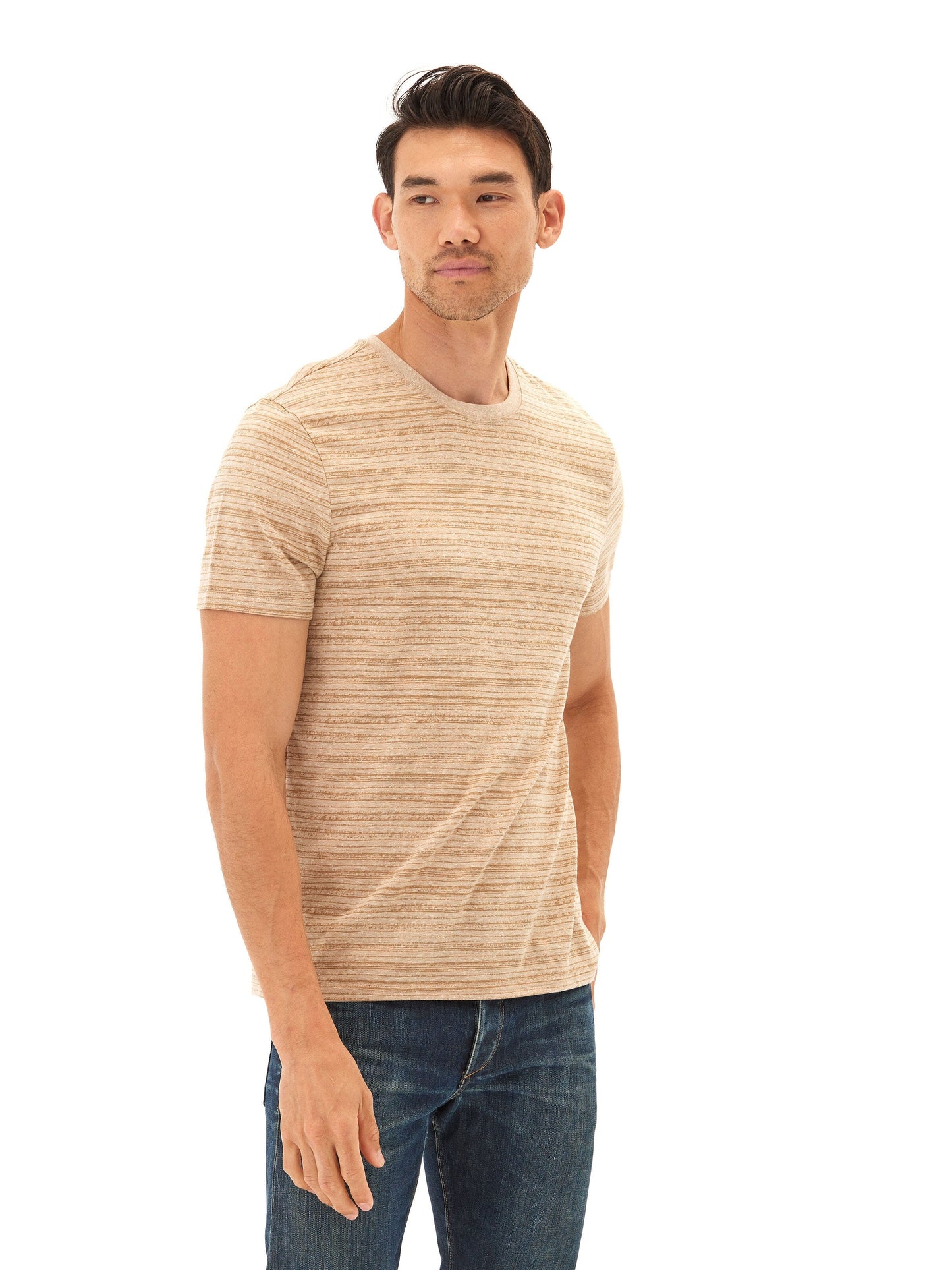 Stripe Triblend Jersey Crew Tee