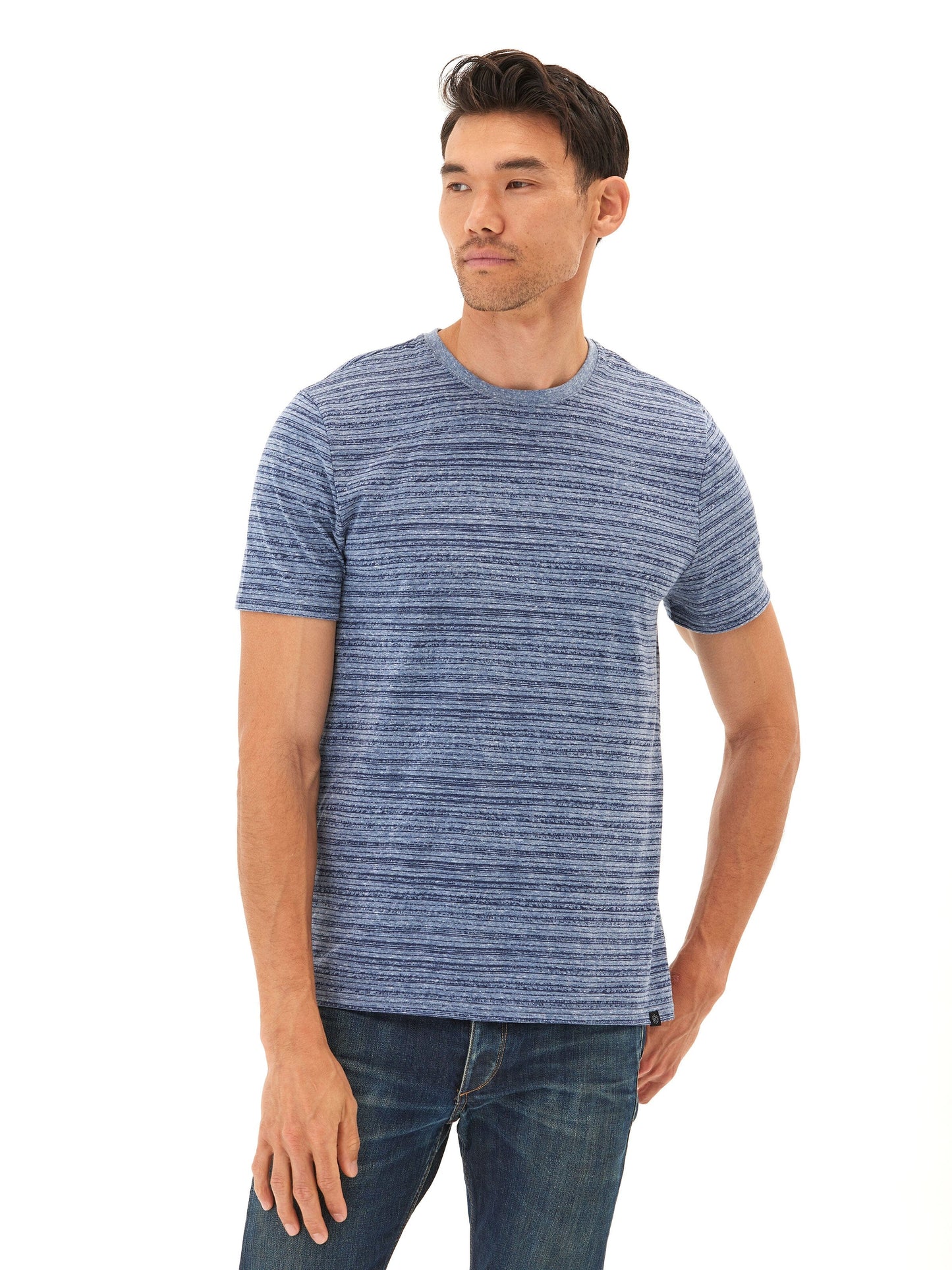 Stripe Triblend Jersey Crew Tee