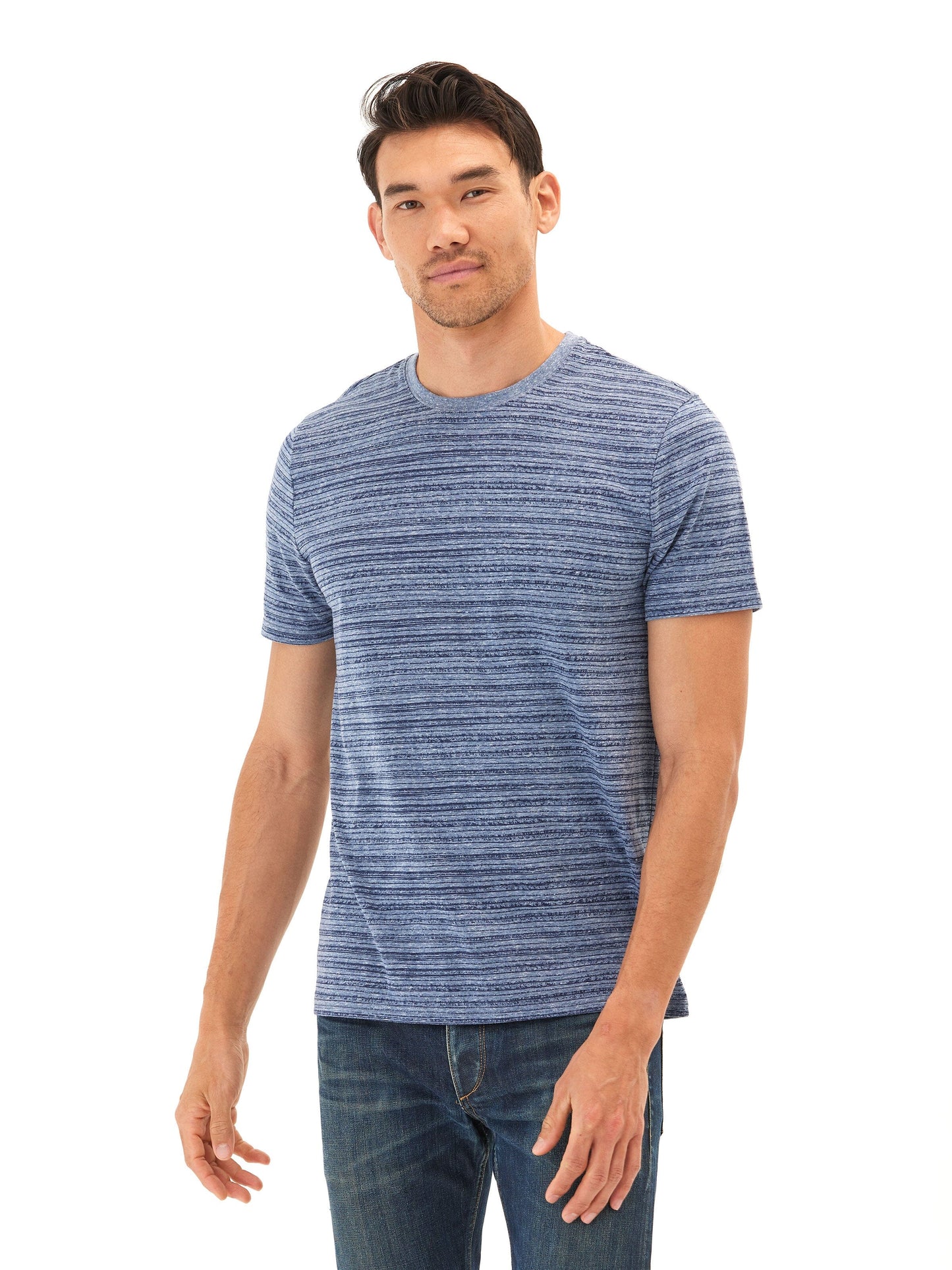 Stripe Triblend Jersey Crew Tee
