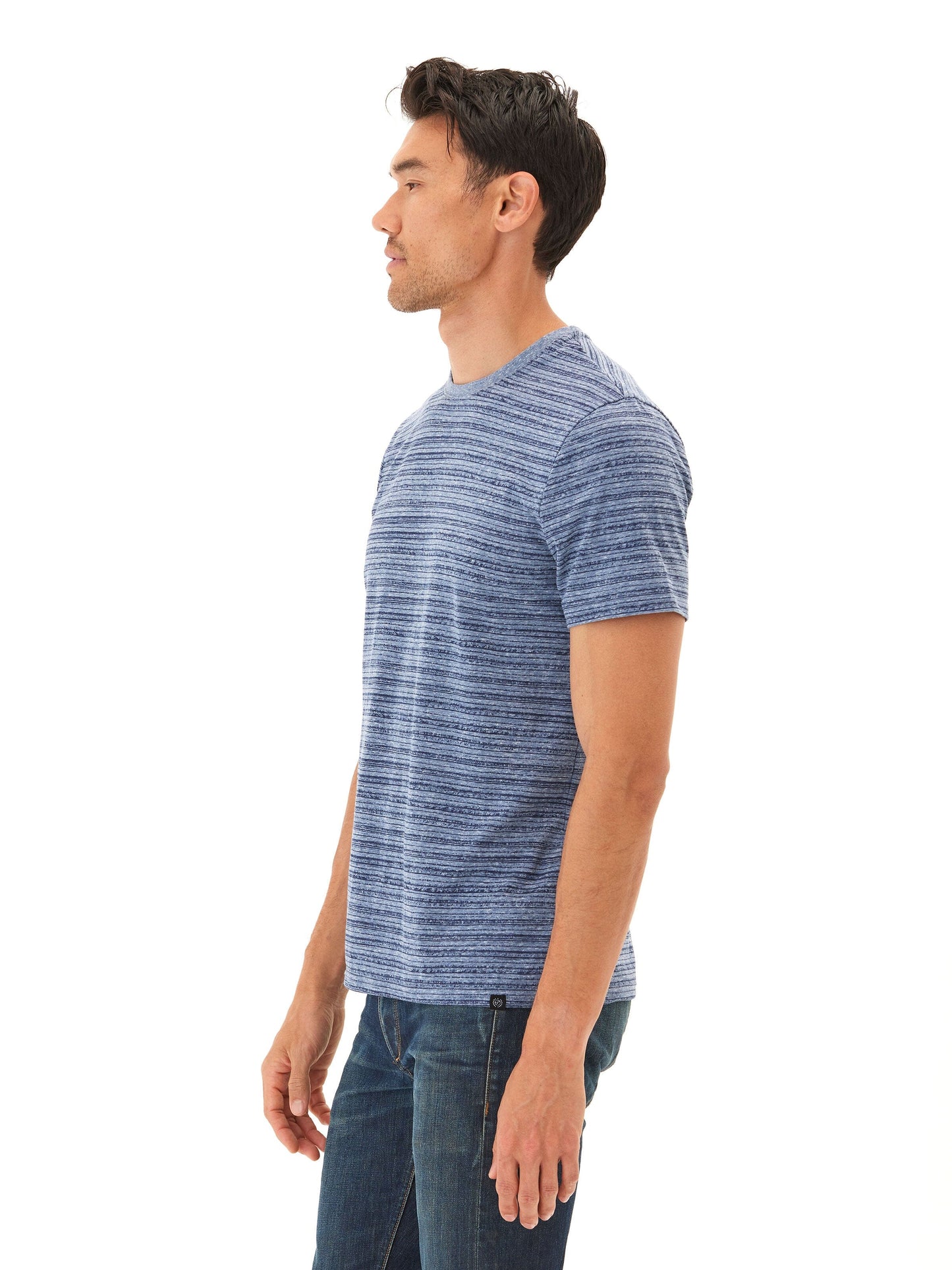 Stripe Triblend Jersey Crew Tee