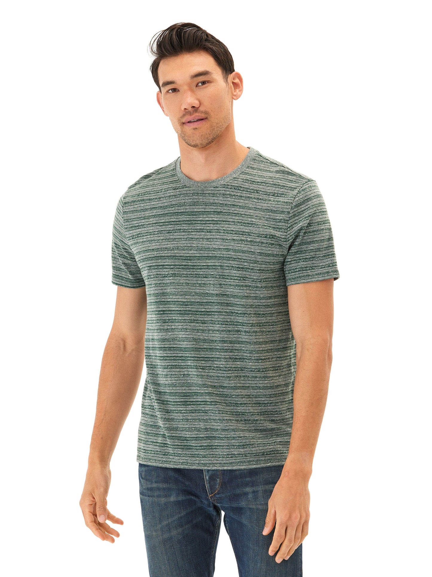Stripe Triblend Jersey Crew Tee