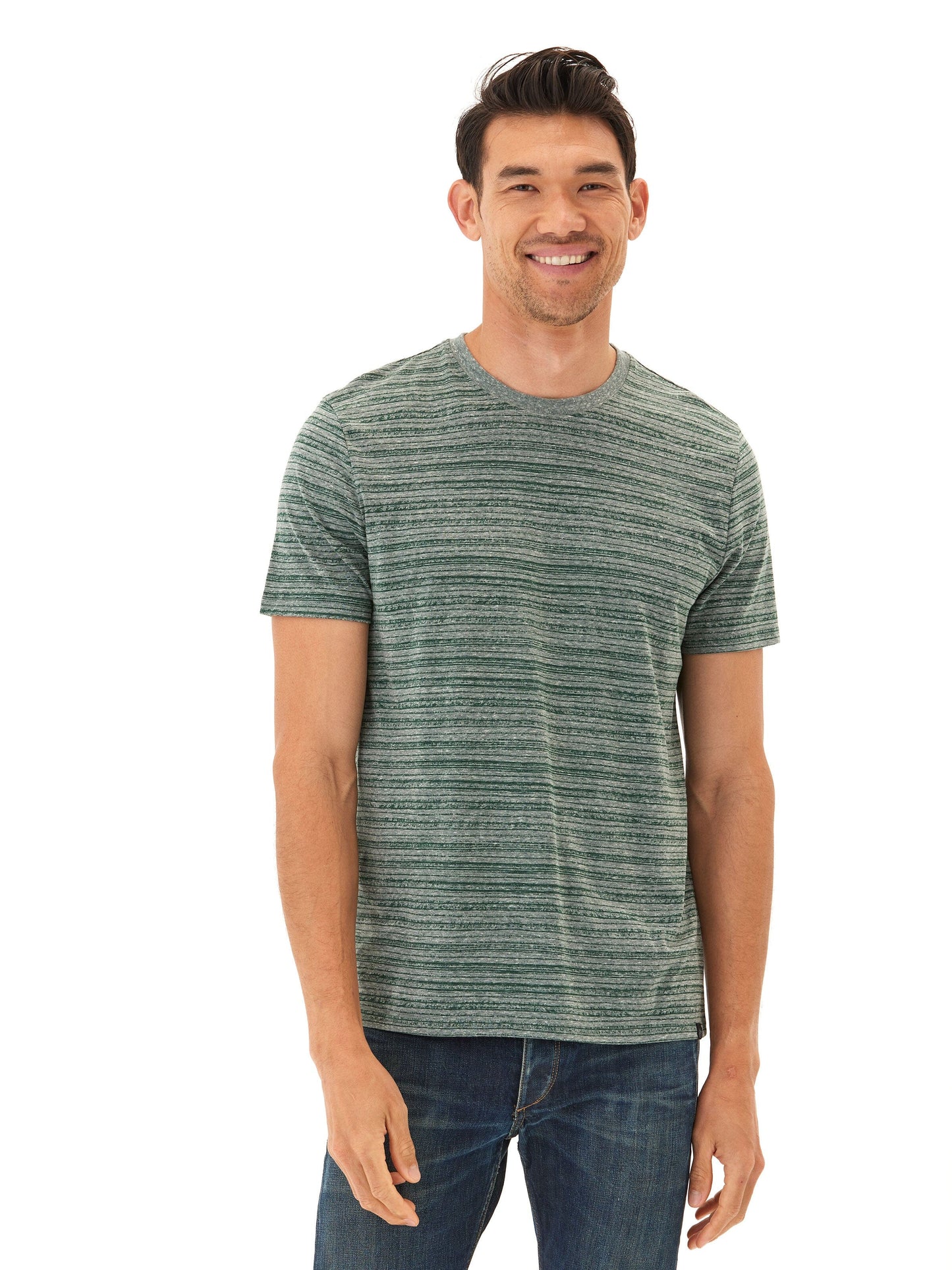 Stripe Triblend Jersey Crew Tee