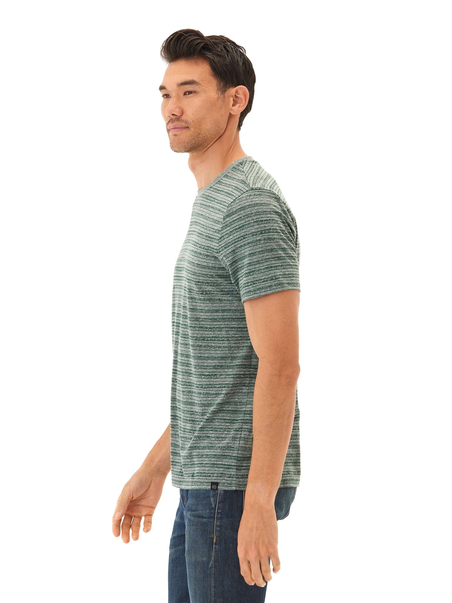 Stripe Triblend Jersey Crew Tee