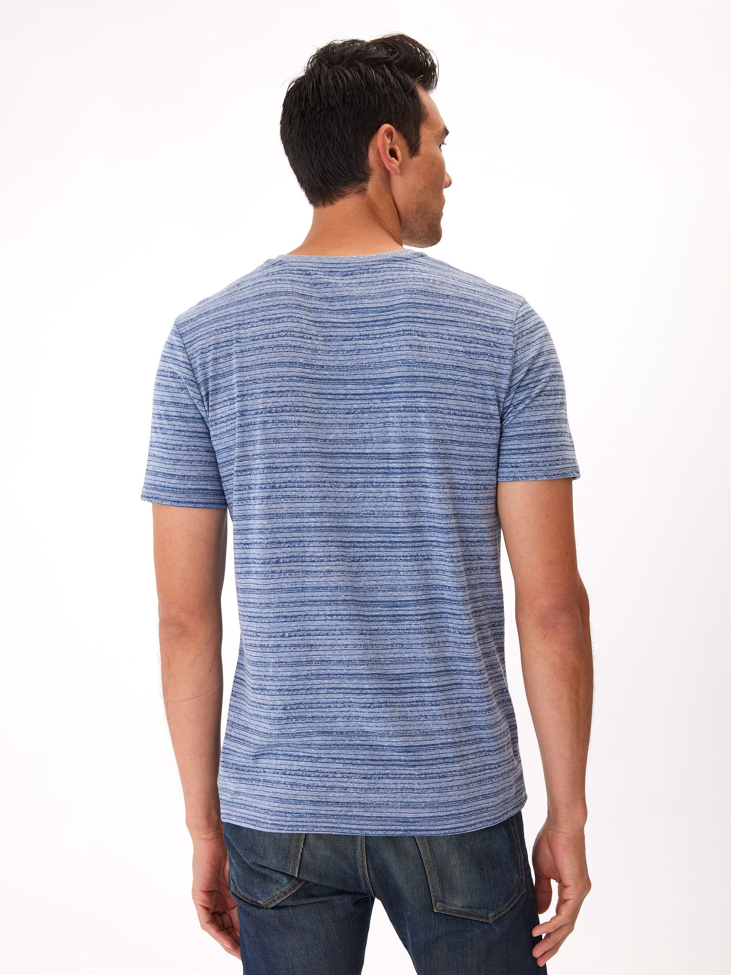 Stripe Triblend Jersey V Neck Tee