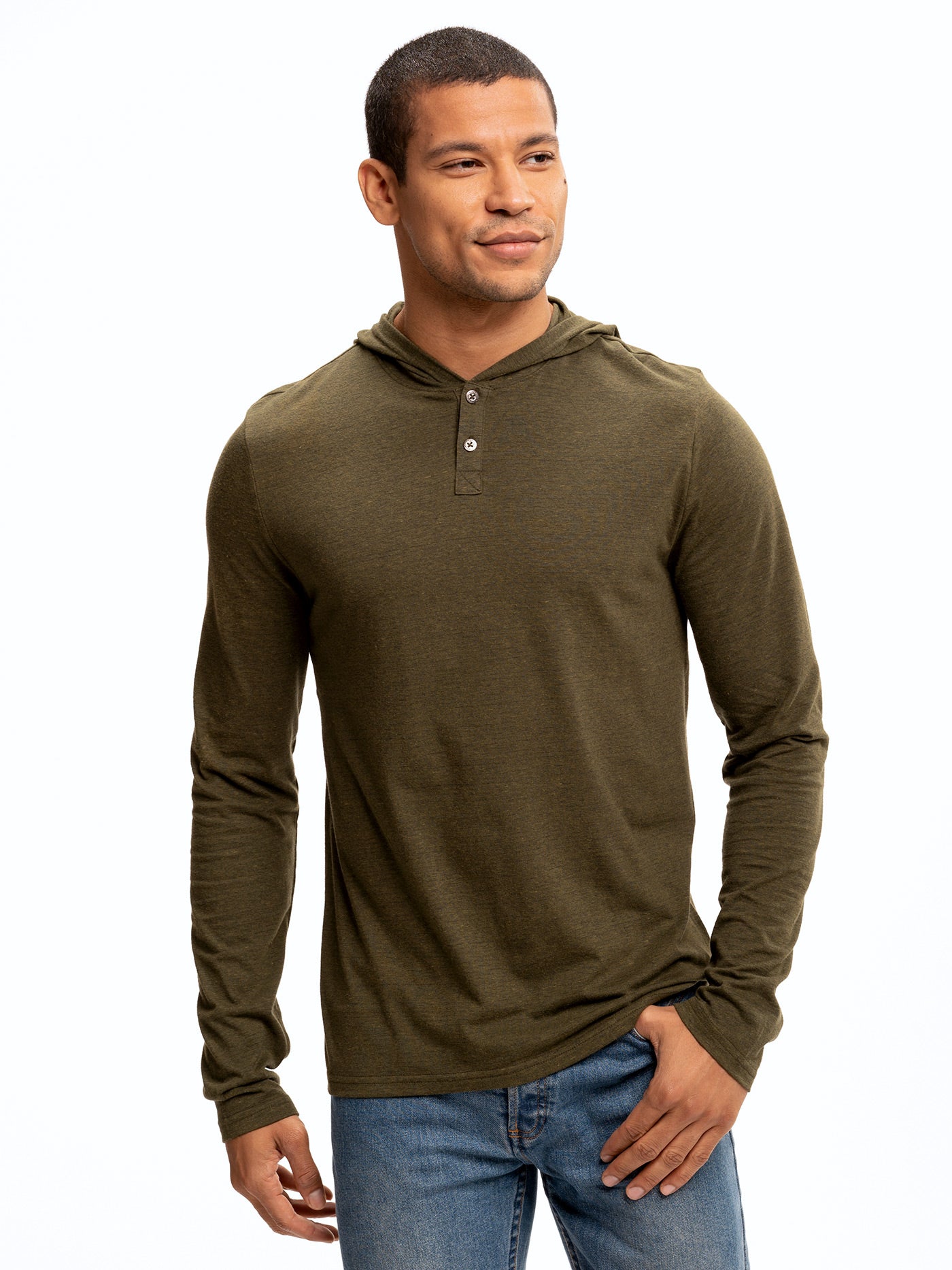 Baseline Long Sleeve Triblend Henley Hoodie
