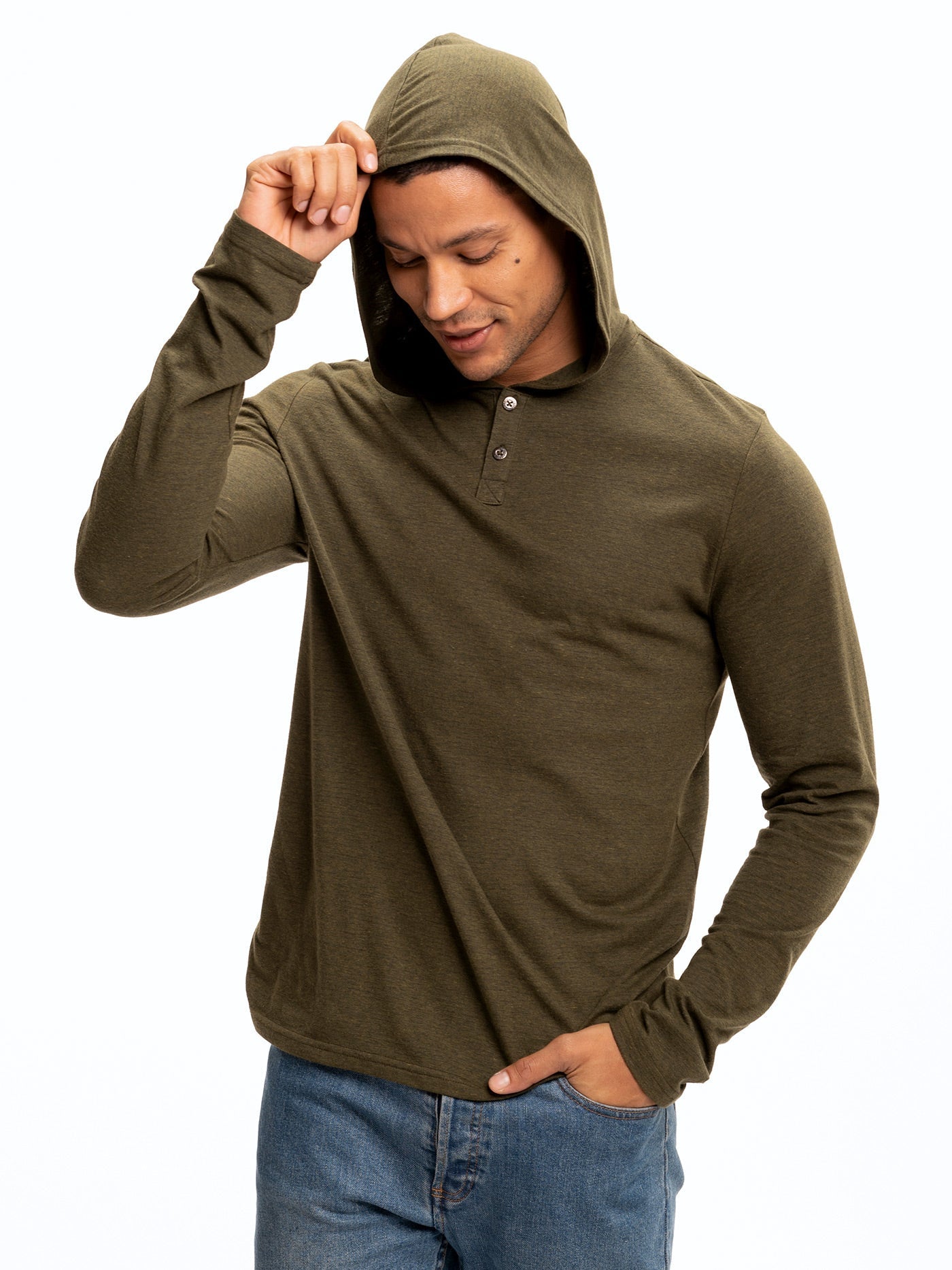 Baseline Long Sleeve Triblend Henley Hoodie