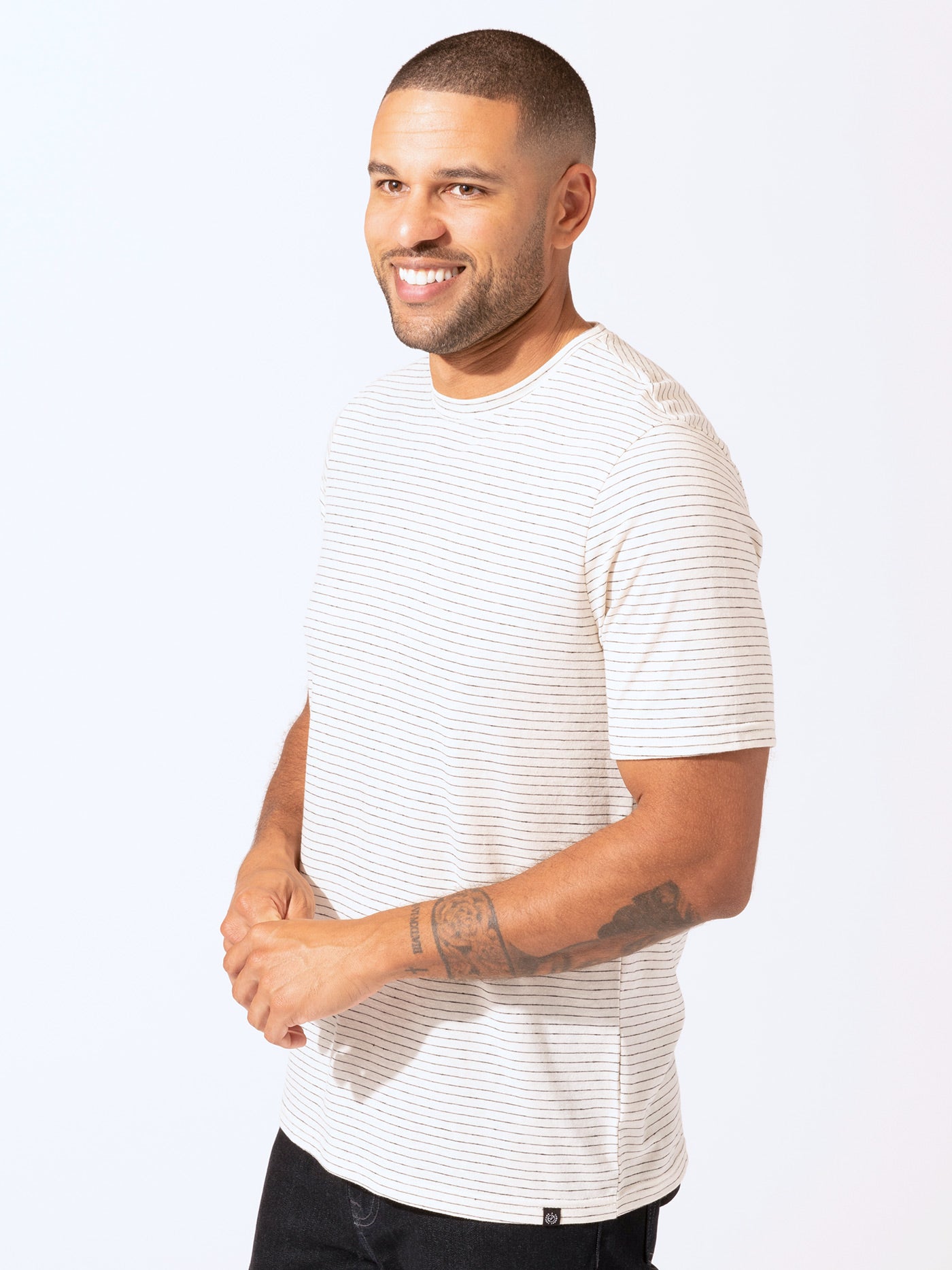 Stripe Triblend Jersey Crew Neck Tee