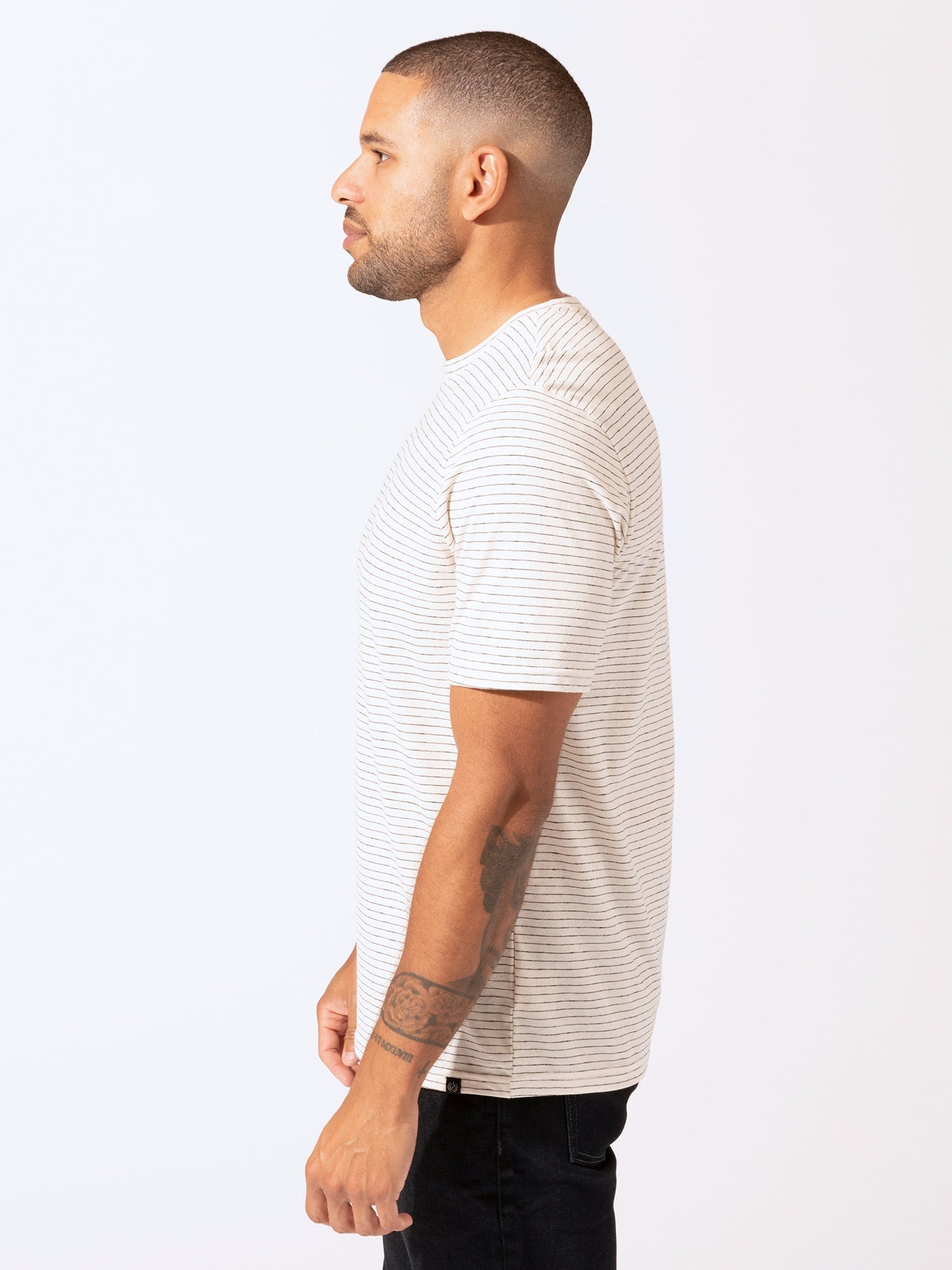 Stripe Triblend Jersey Crew Neck Tee