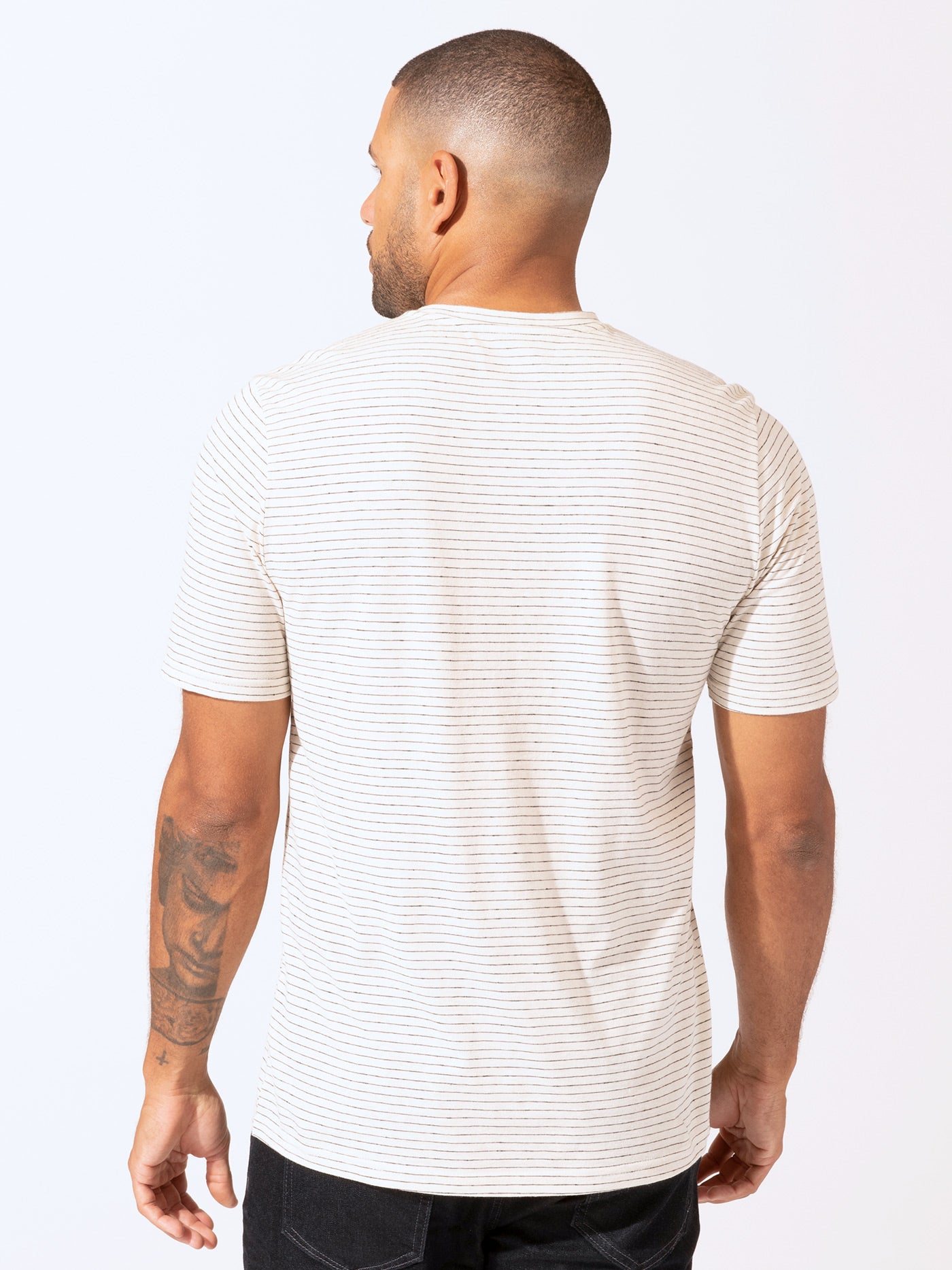 Stripe Triblend Jersey Crew Neck Tee