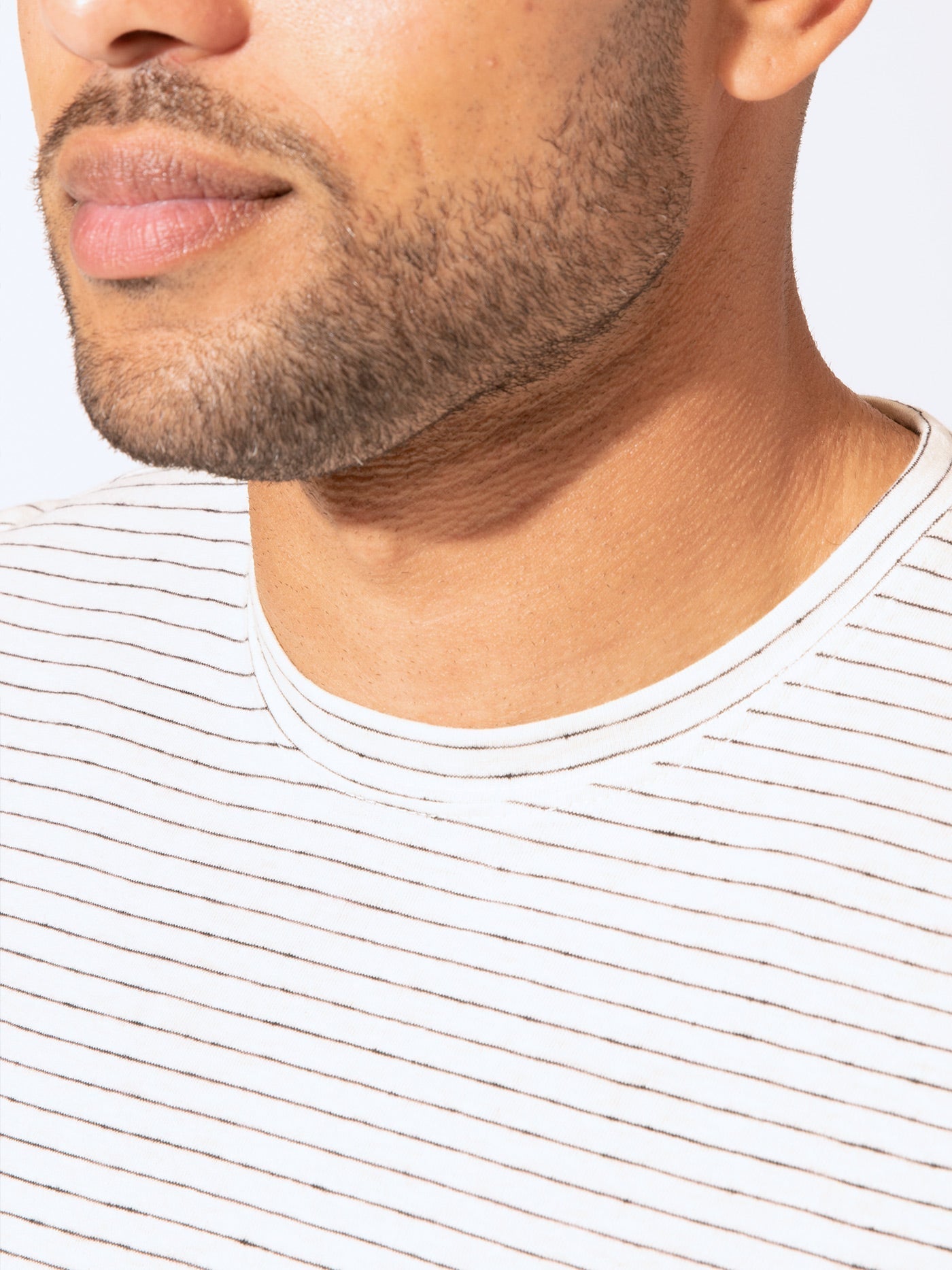 Stripe Triblend Jersey Crew Neck Tee