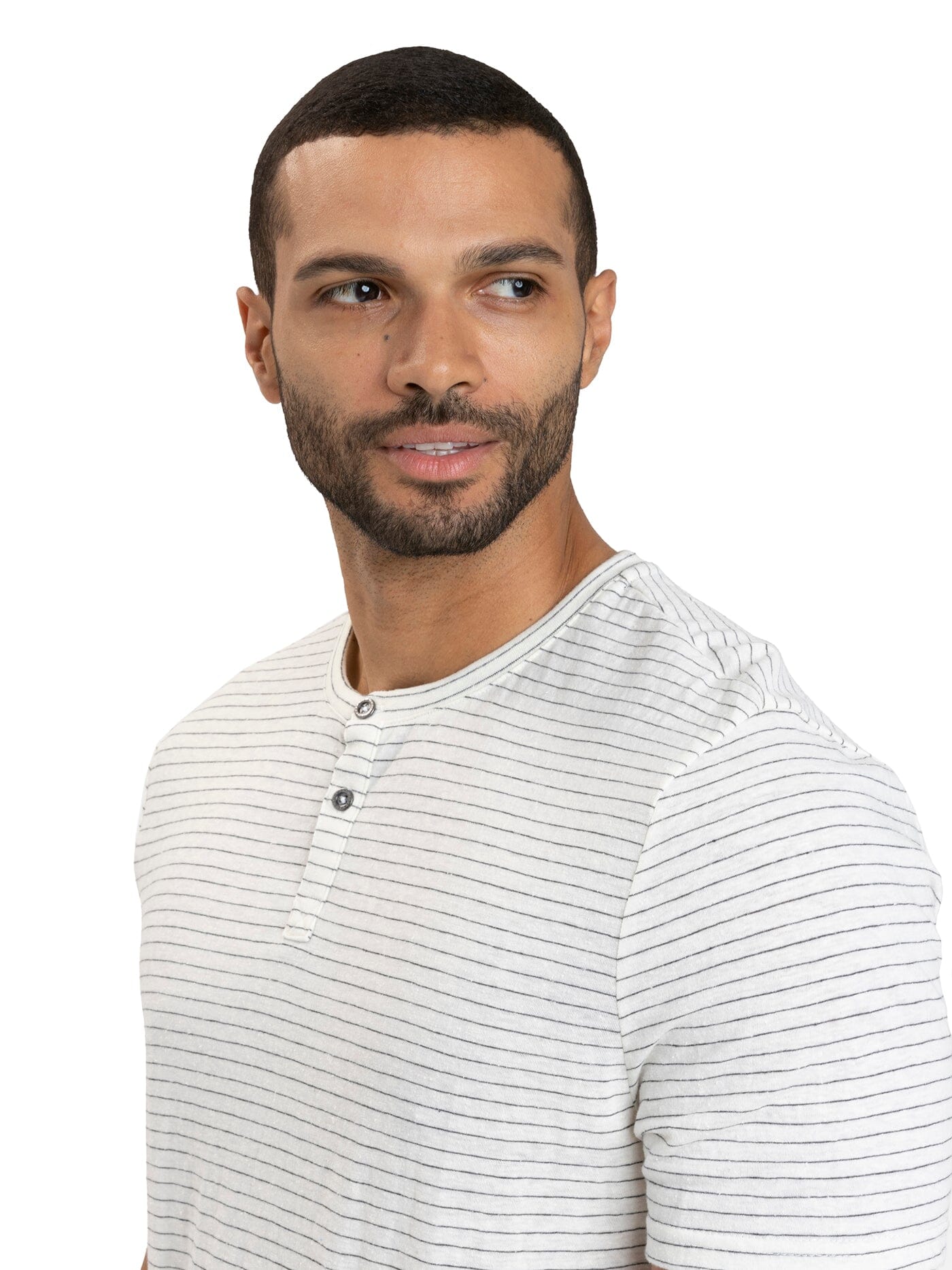 Stripe Triblend Jersey Short Sleeve Henley
