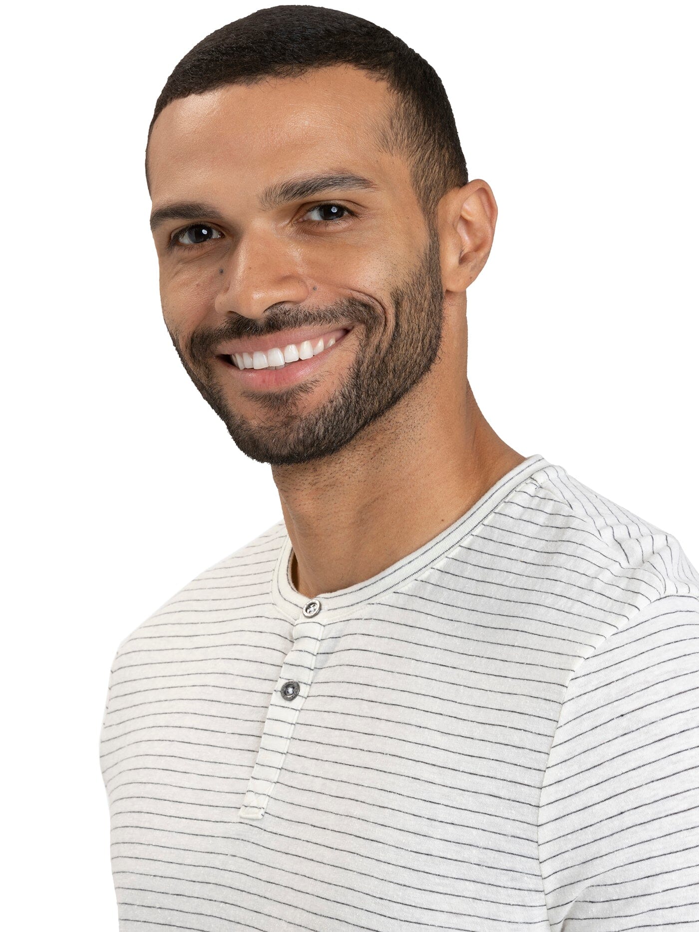Stripe Triblend Jersey Short Sleeve Henley
