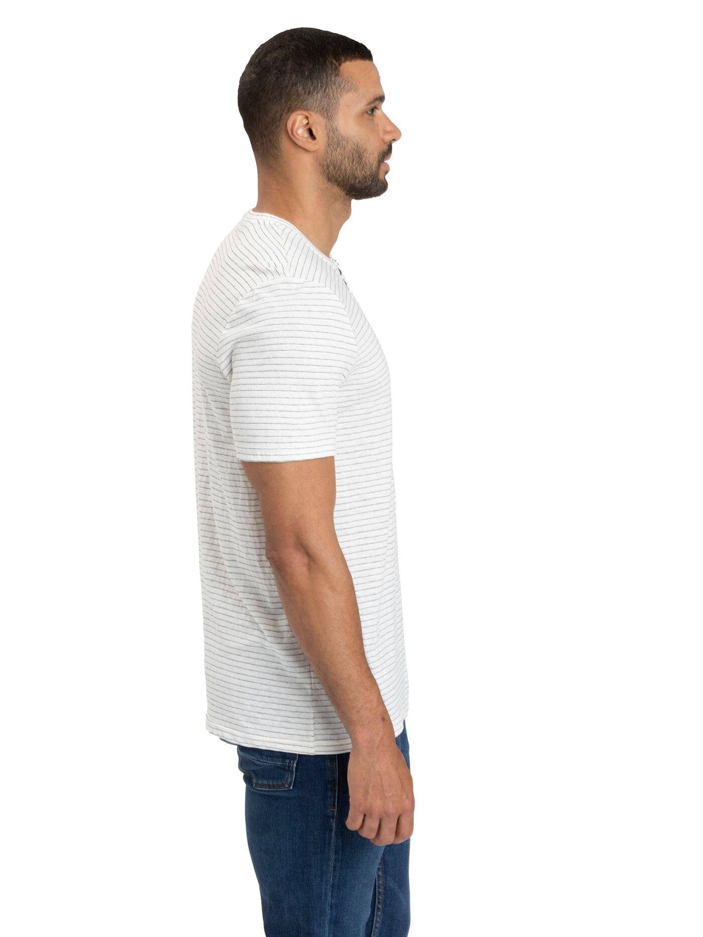 Stripe Triblend Jersey Short Sleeve Henley