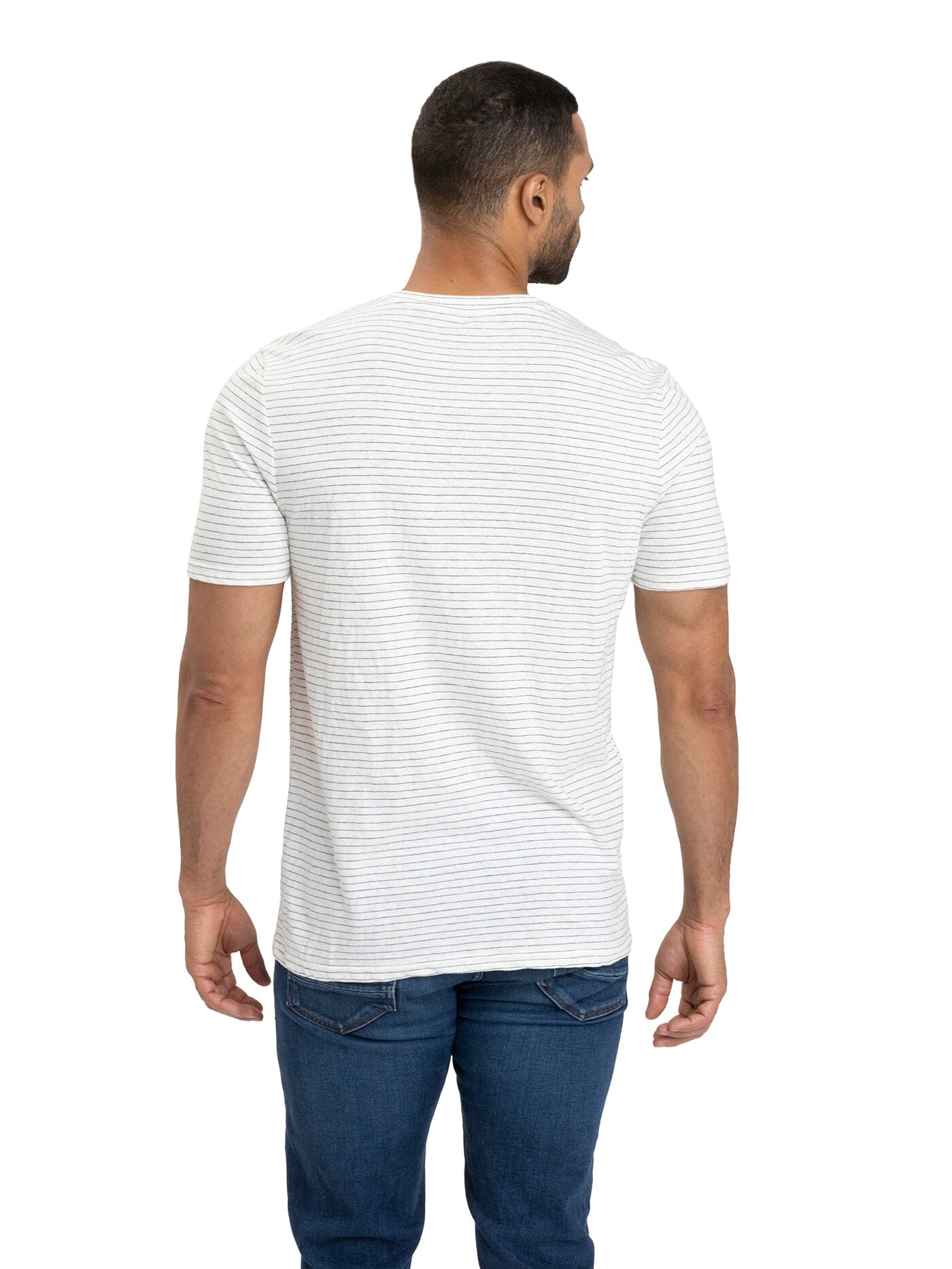 Stripe Triblend Jersey Short Sleeve Henley