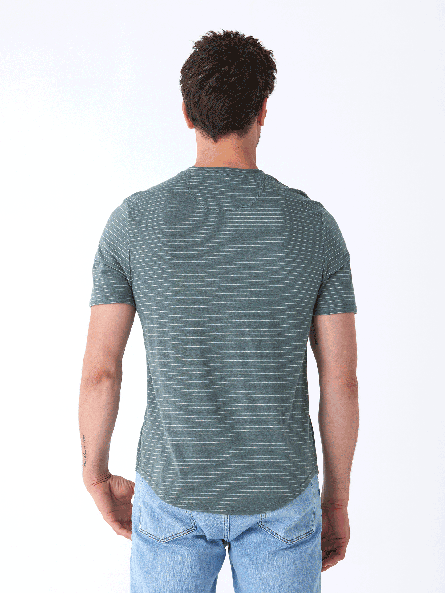 Stripe Triblend Jersey Short Sleeve Henley